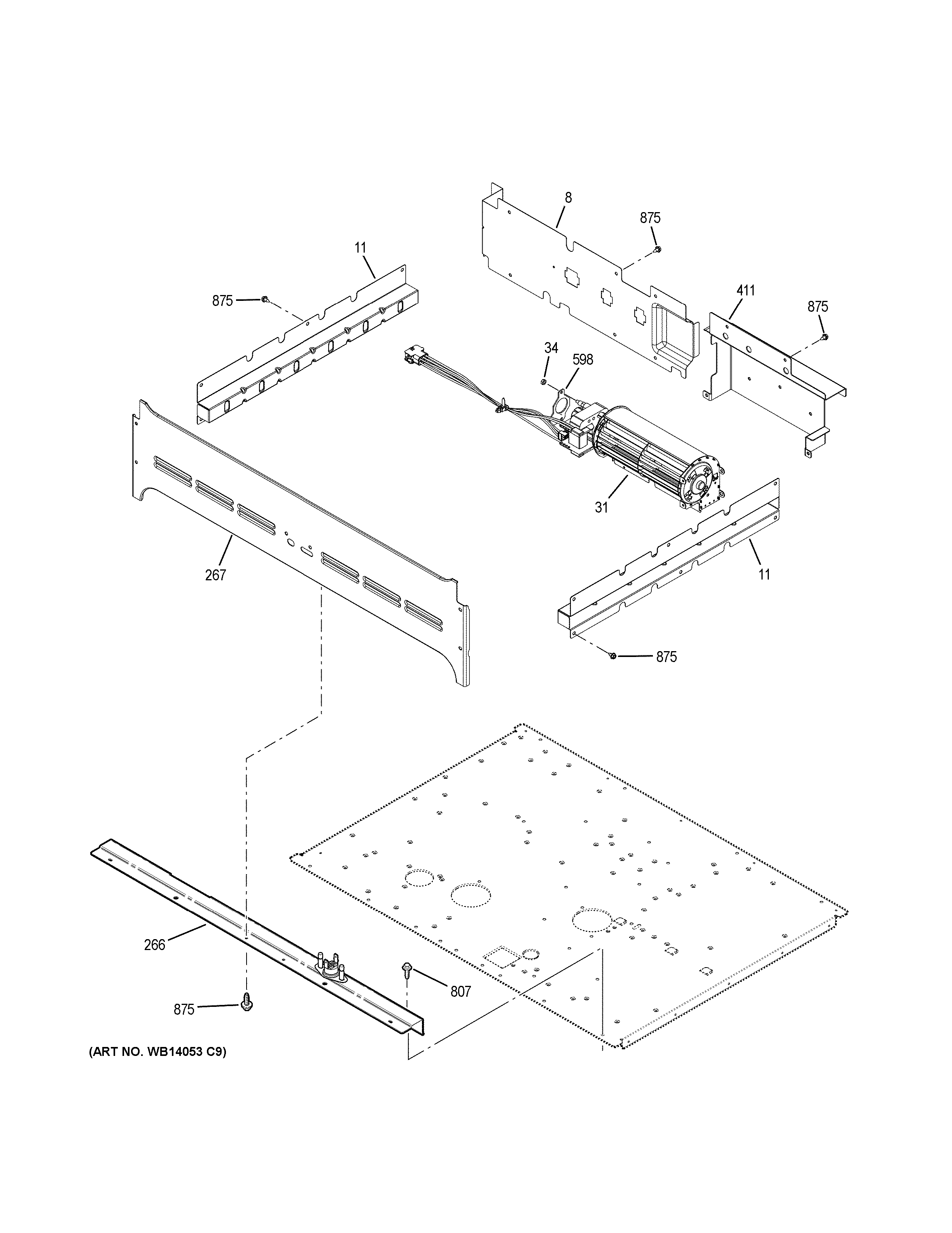 GE PK7500DF7WW center spacer diagram
