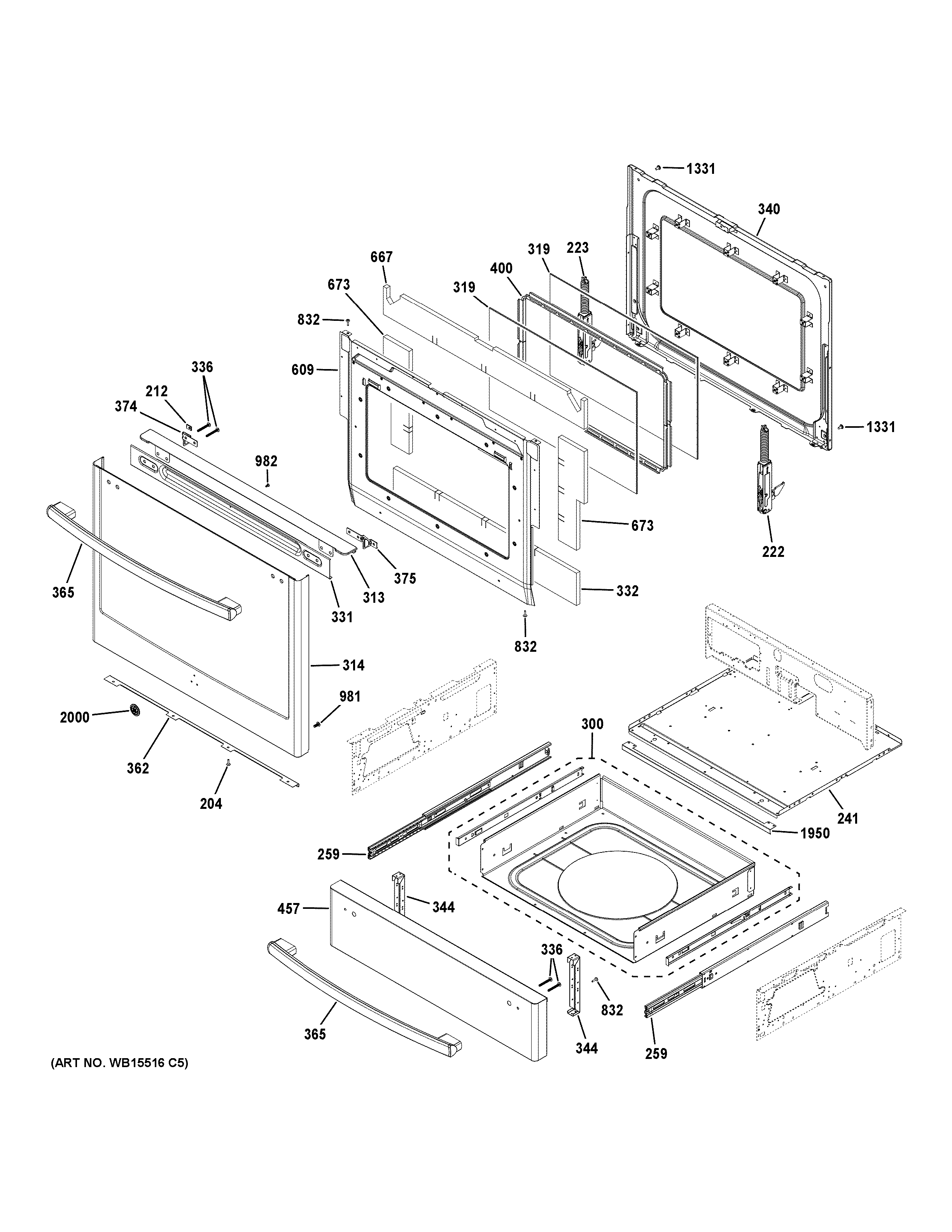 GE JGS760EEL1ES door & drawer parts diagram