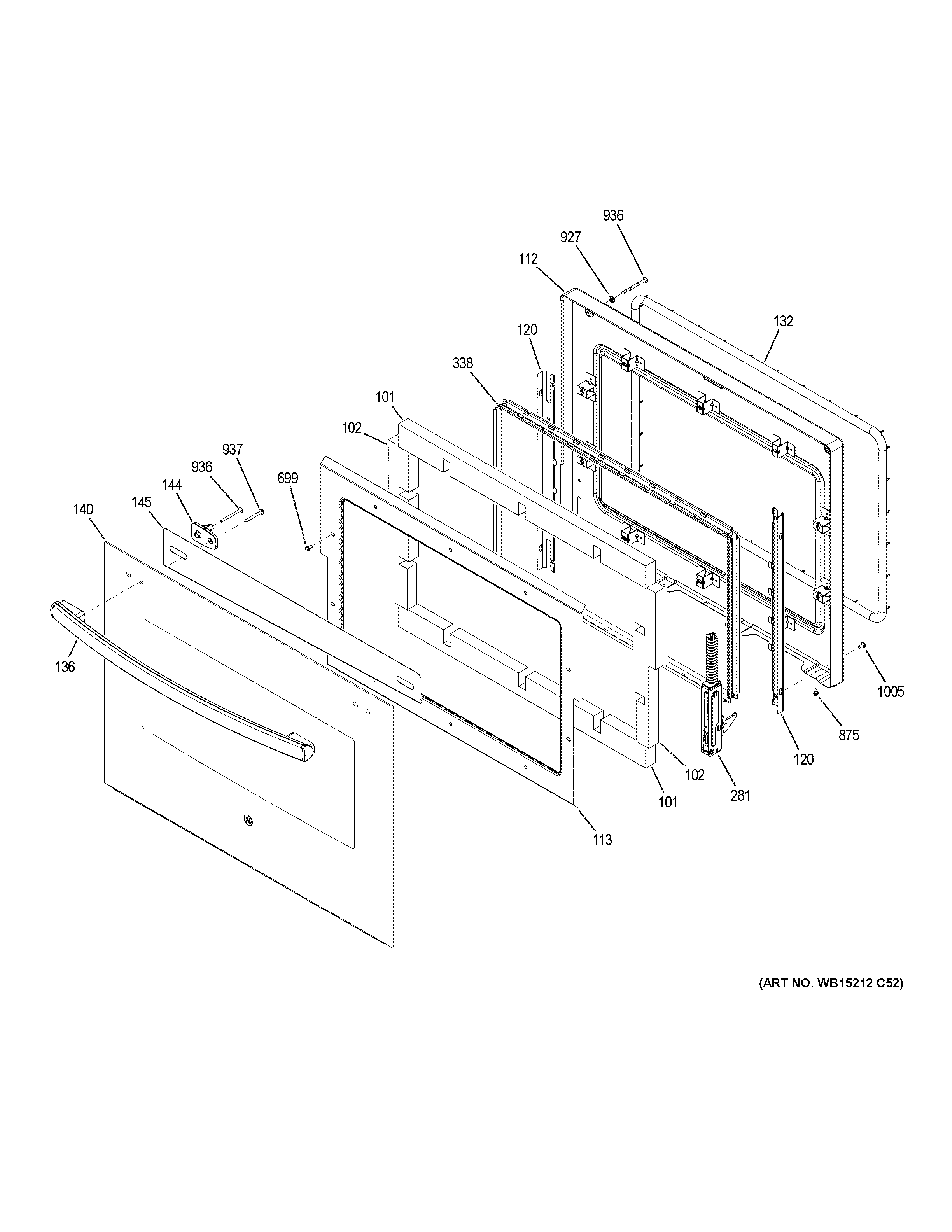 GE PT7550DF9WW upper door diagram