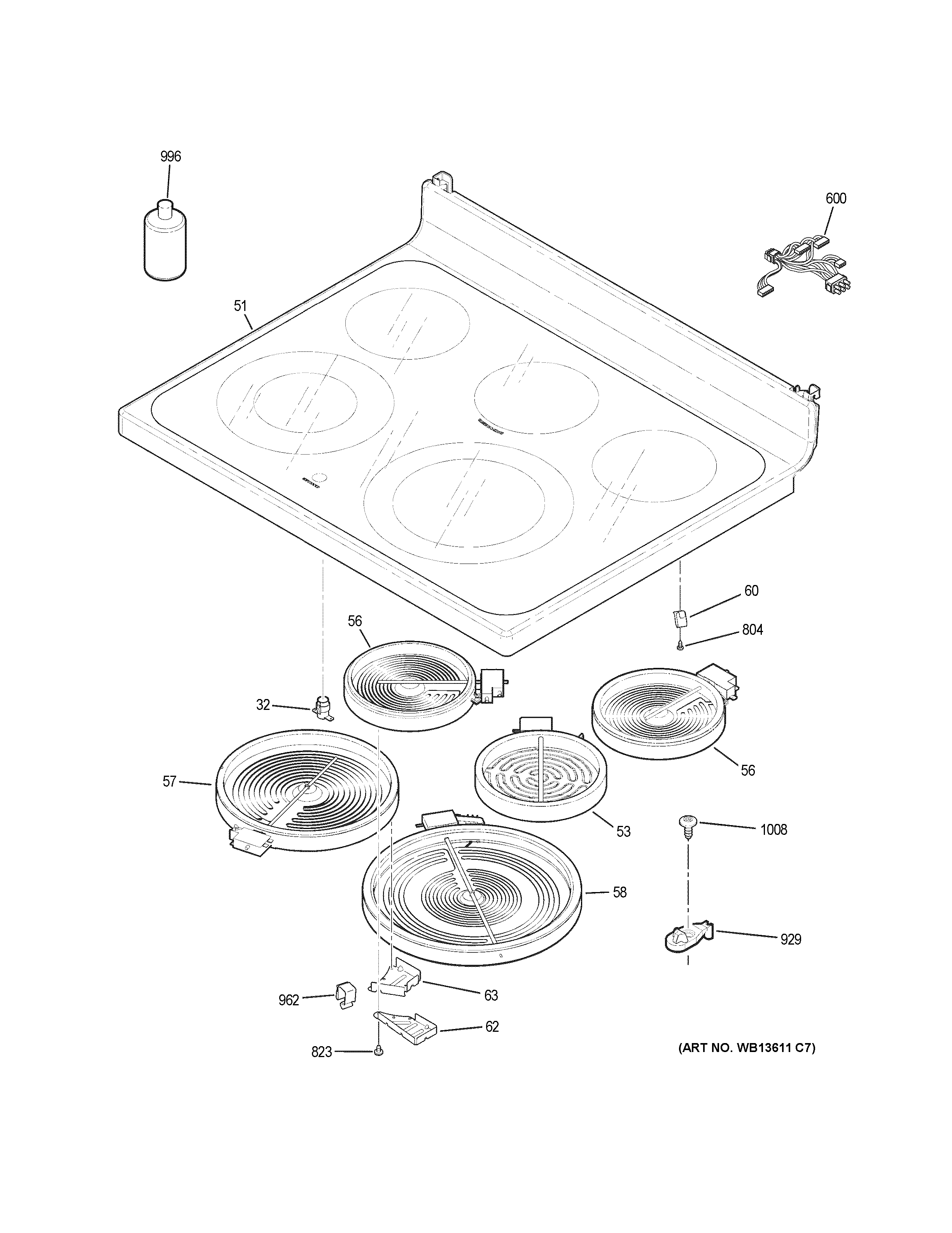 GE JBP77SM2SS cooktop diagram