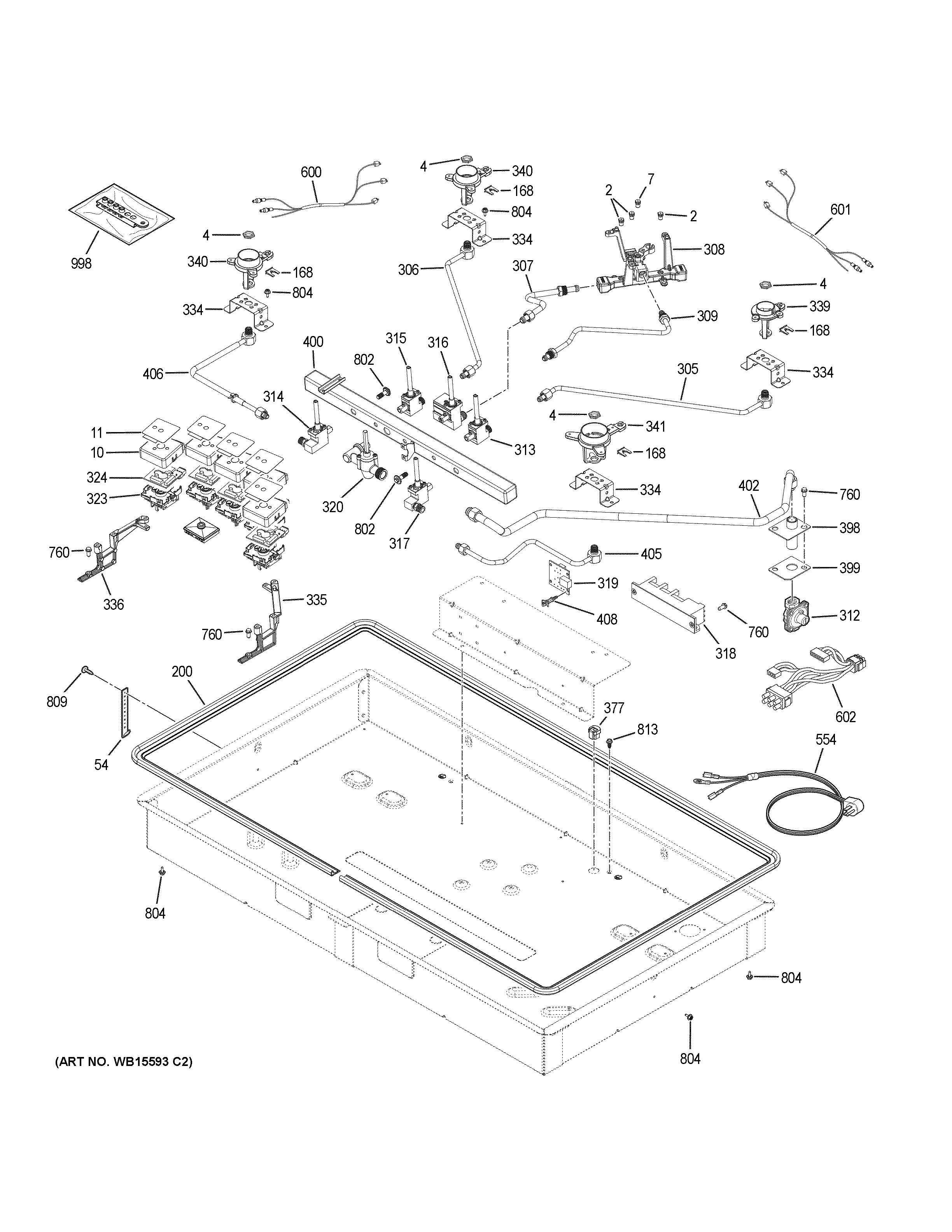 GE CGP95363M1S2 gas & burner parts diagram