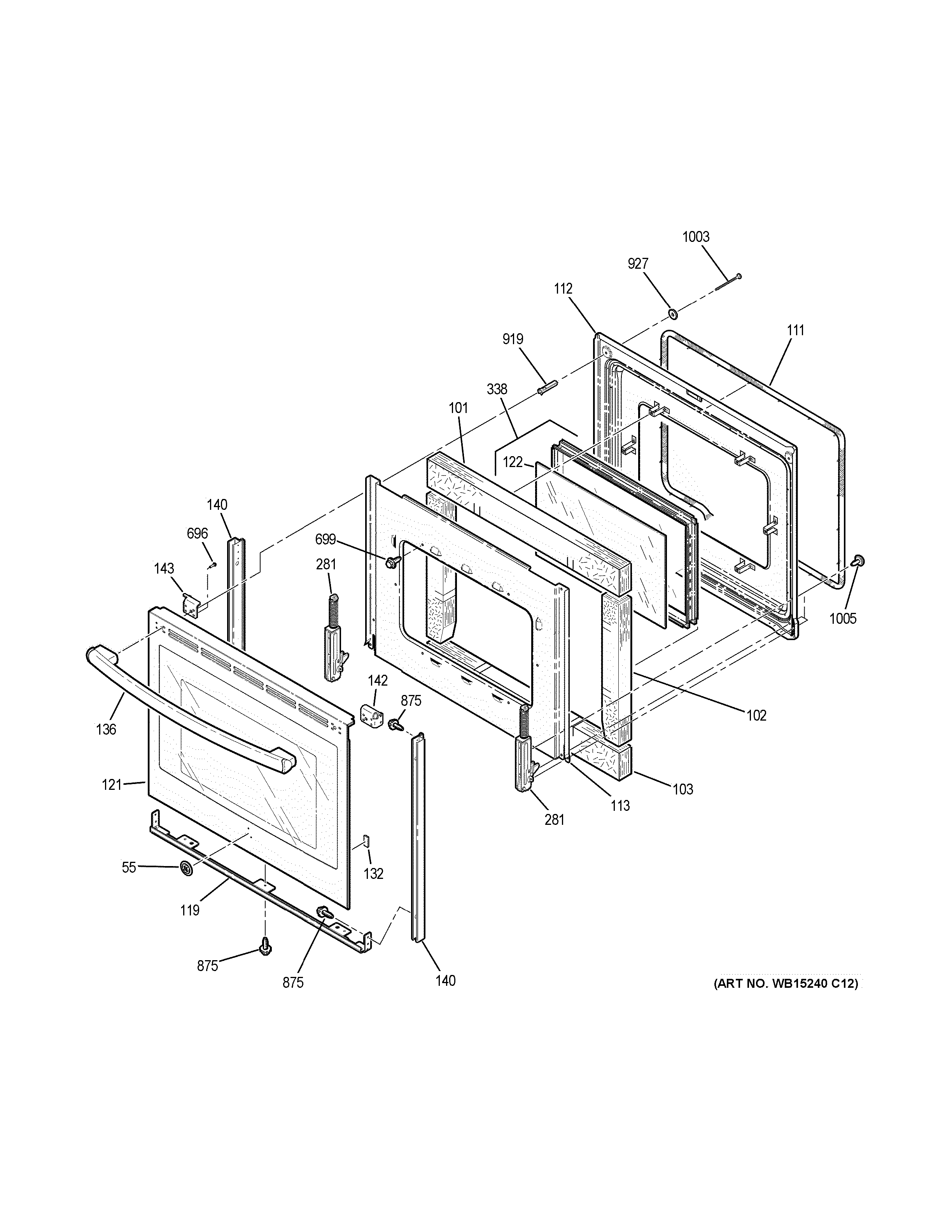 GE JB650EF1ES door diagram