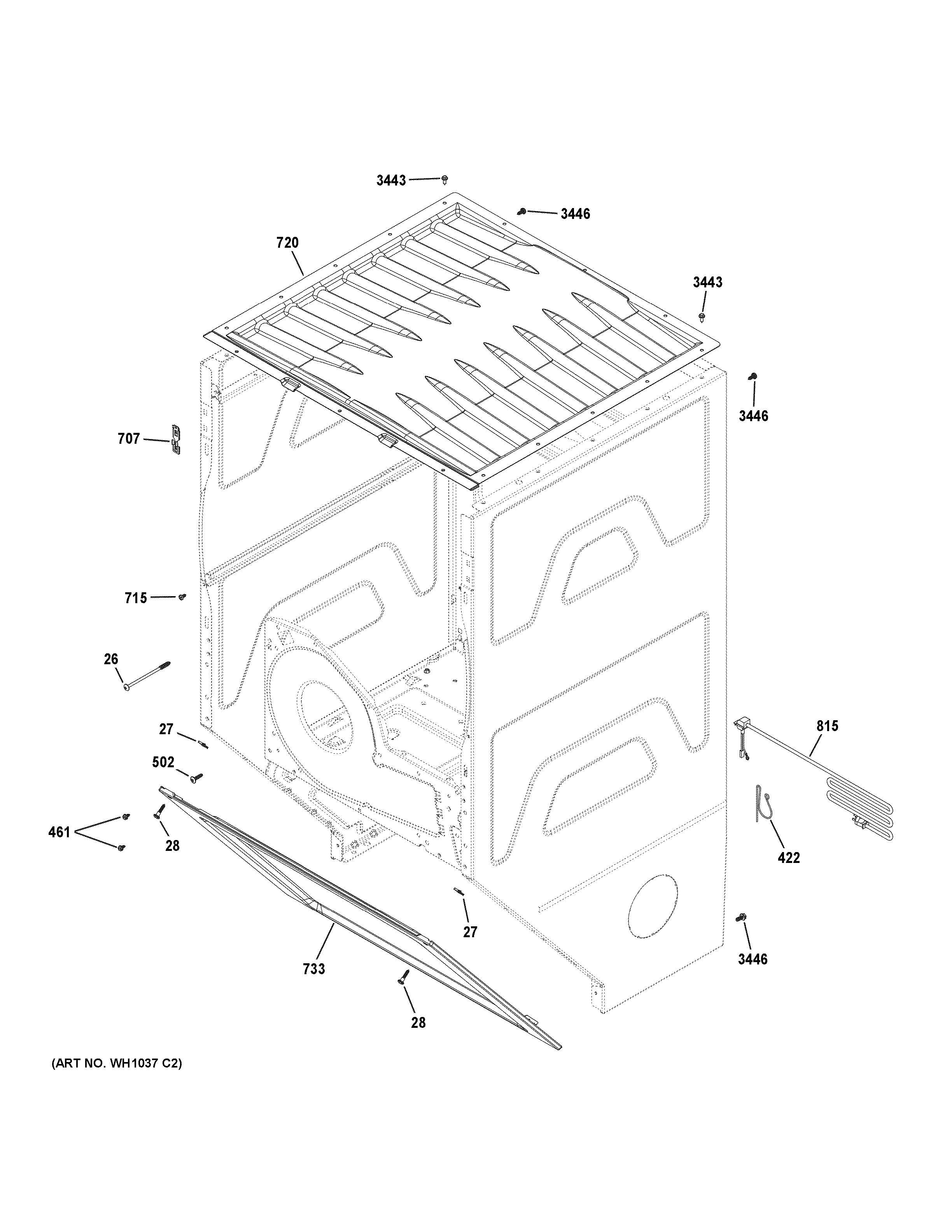 GE GUD24GSSM0WW dryer cabinet diagram