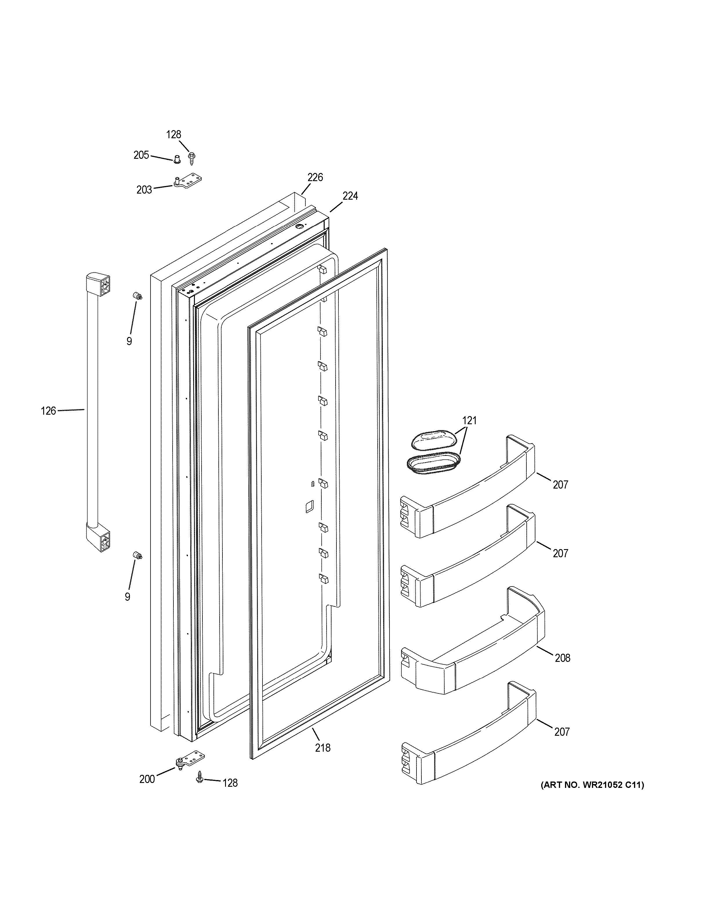 GE CSB42WSKBSS fresh food door diagram