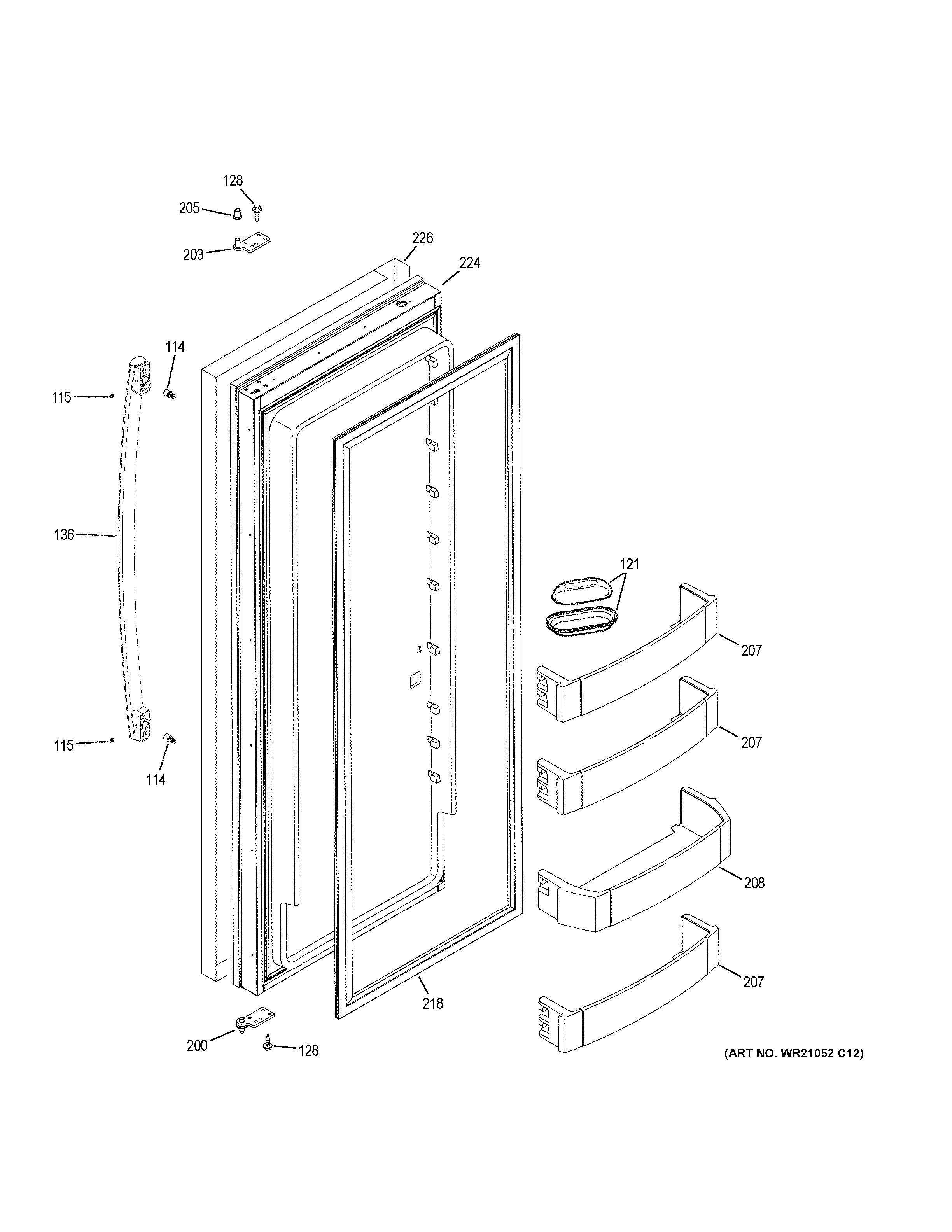 GE PSB42YSKBSS fresh food door diagram