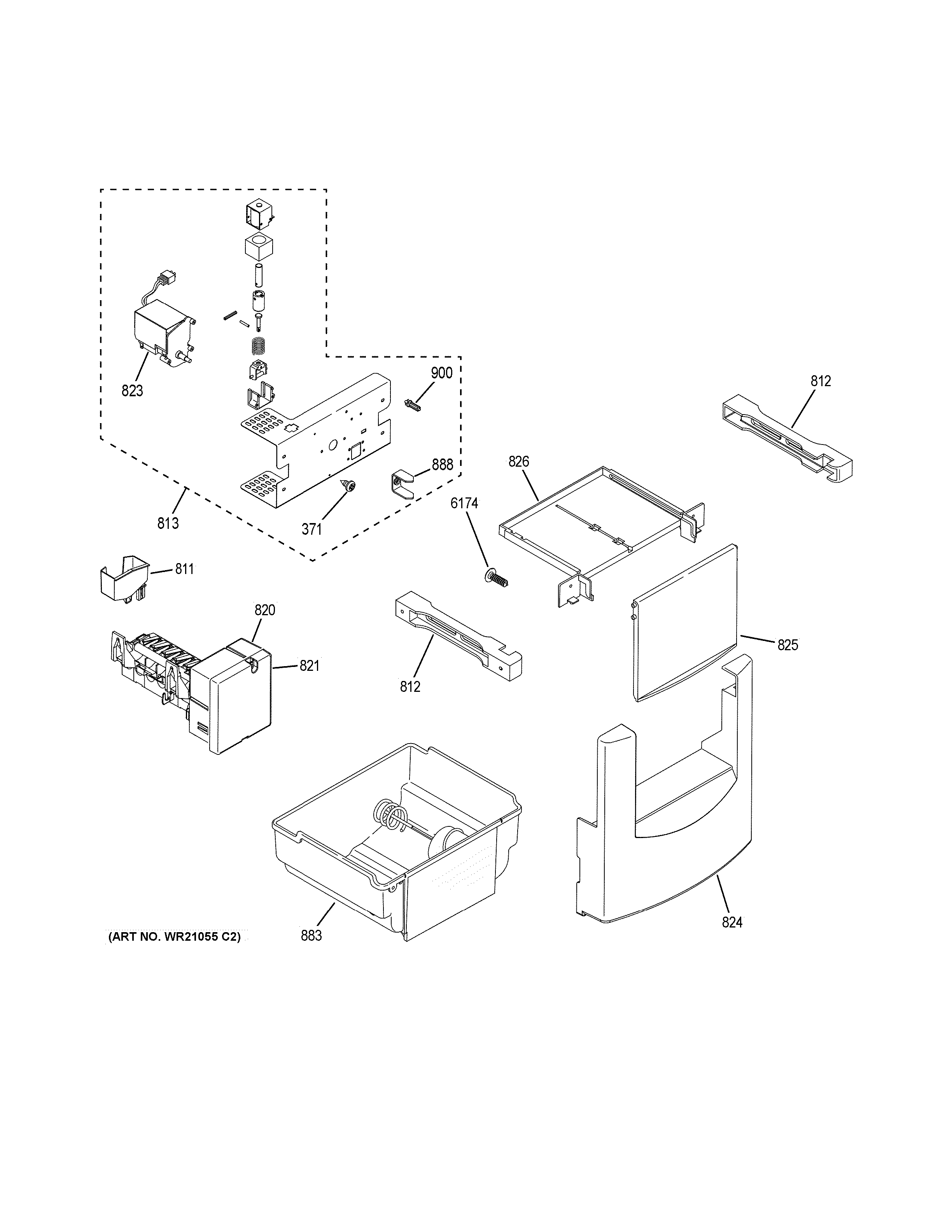 GE PSB48YSKBSS ice maker & dispenser diagram