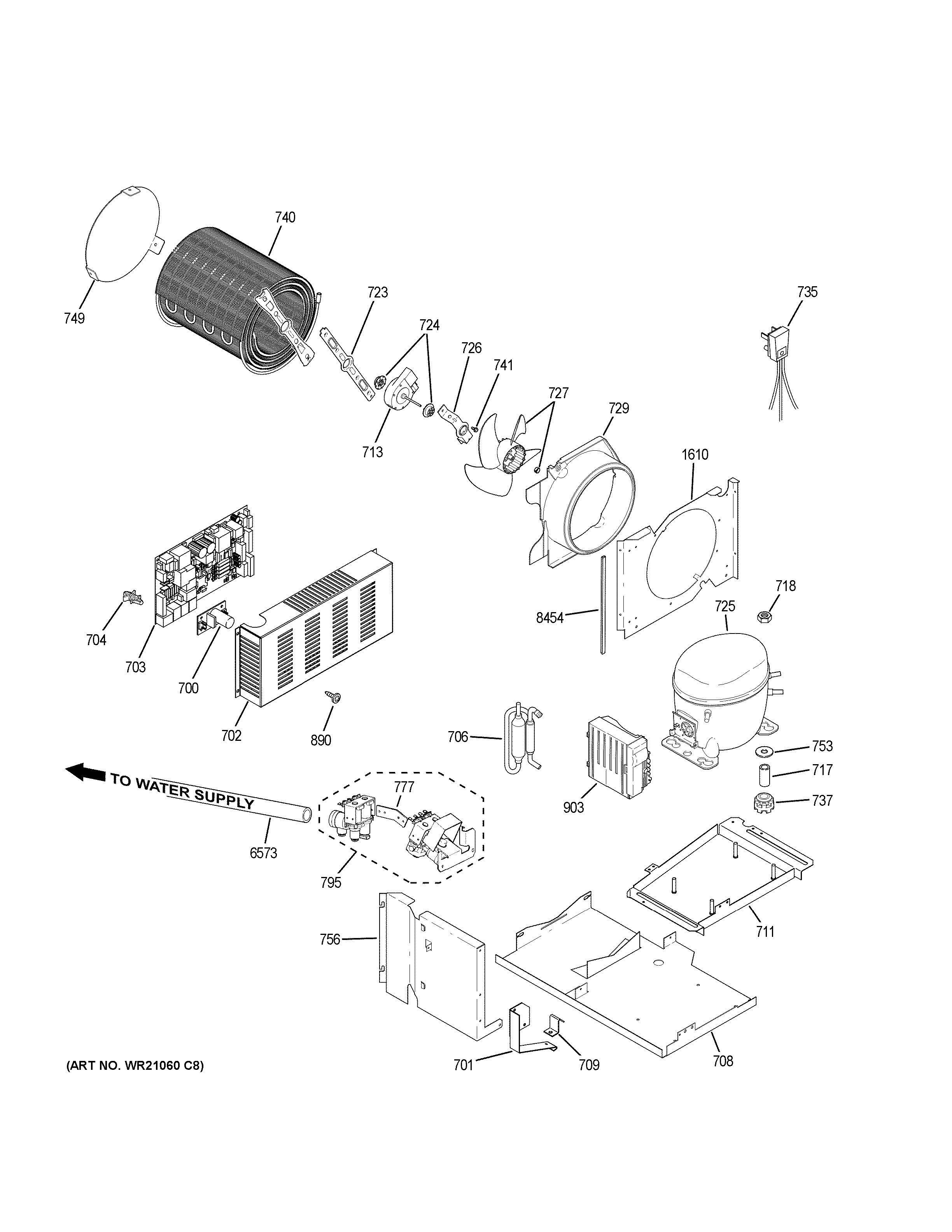 GE PSB48YSKBSS machine compartment diagram