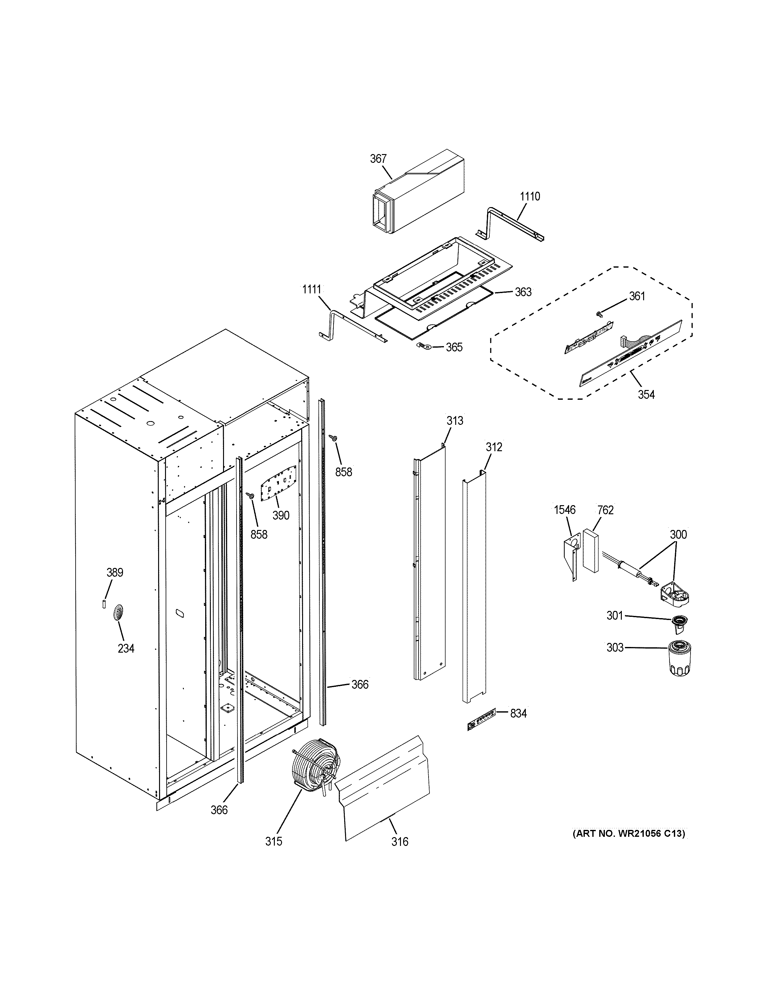 GE ZISB360DKB fresh food section diagram