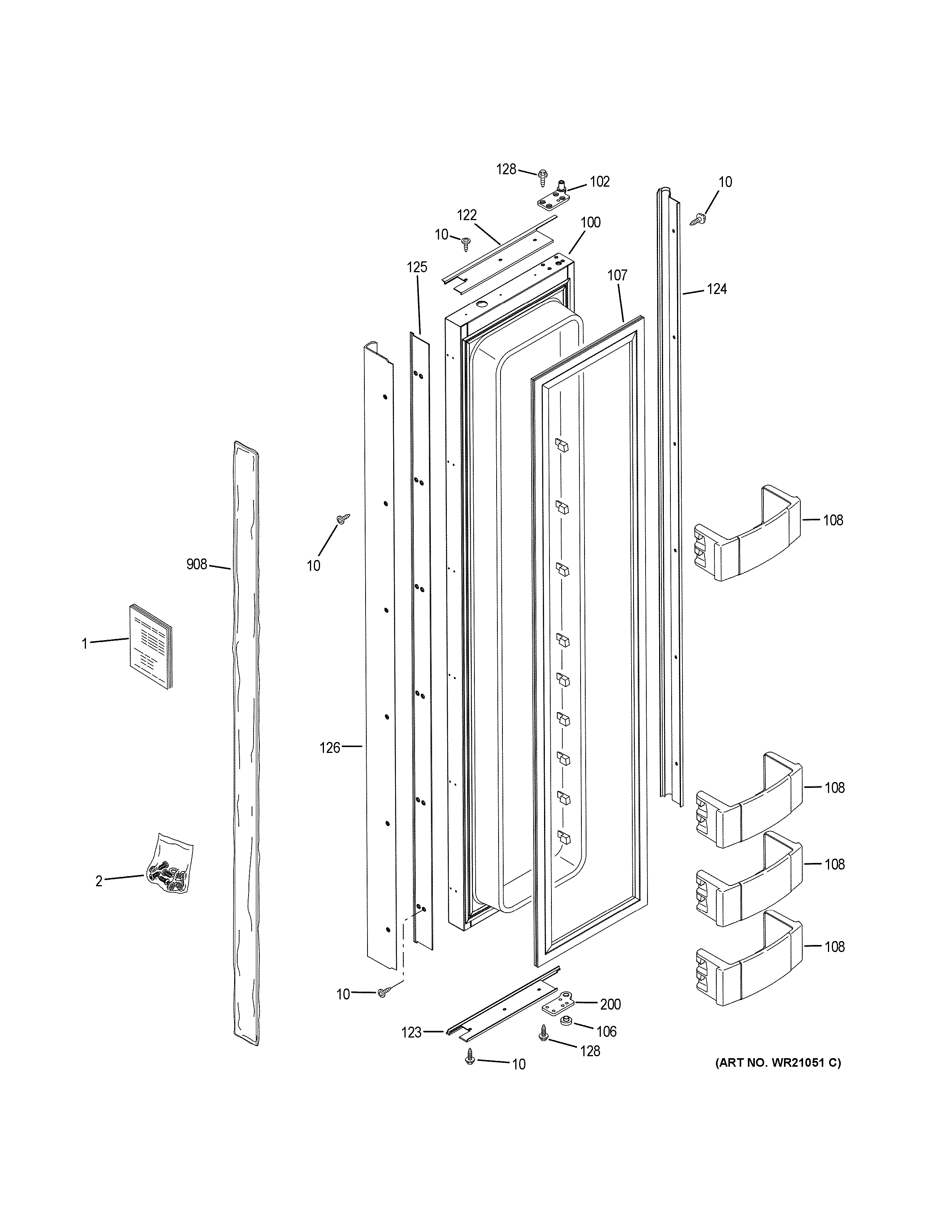 GE ZIS420NKB freezer door diagram