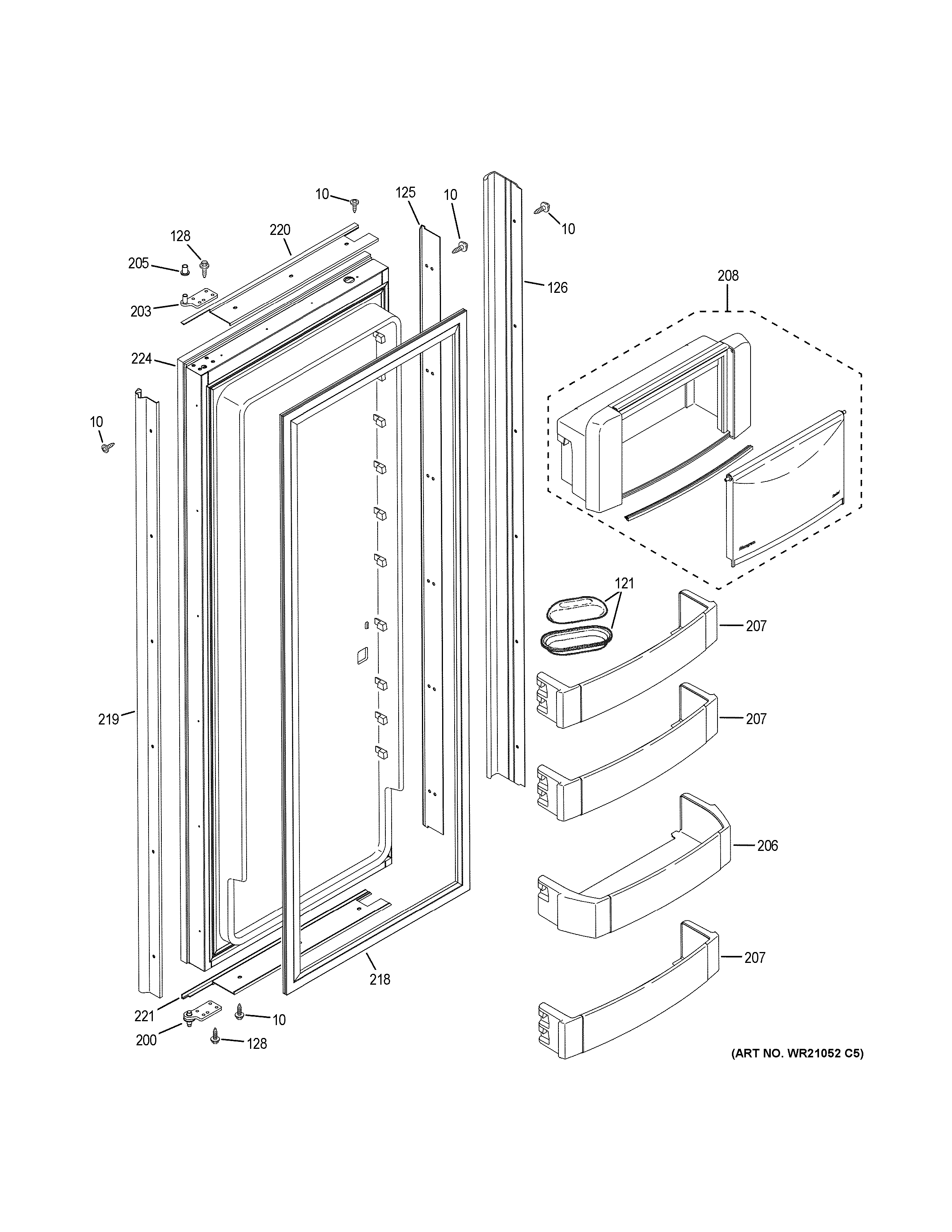 GE ZISB420DKB fresh food door diagram