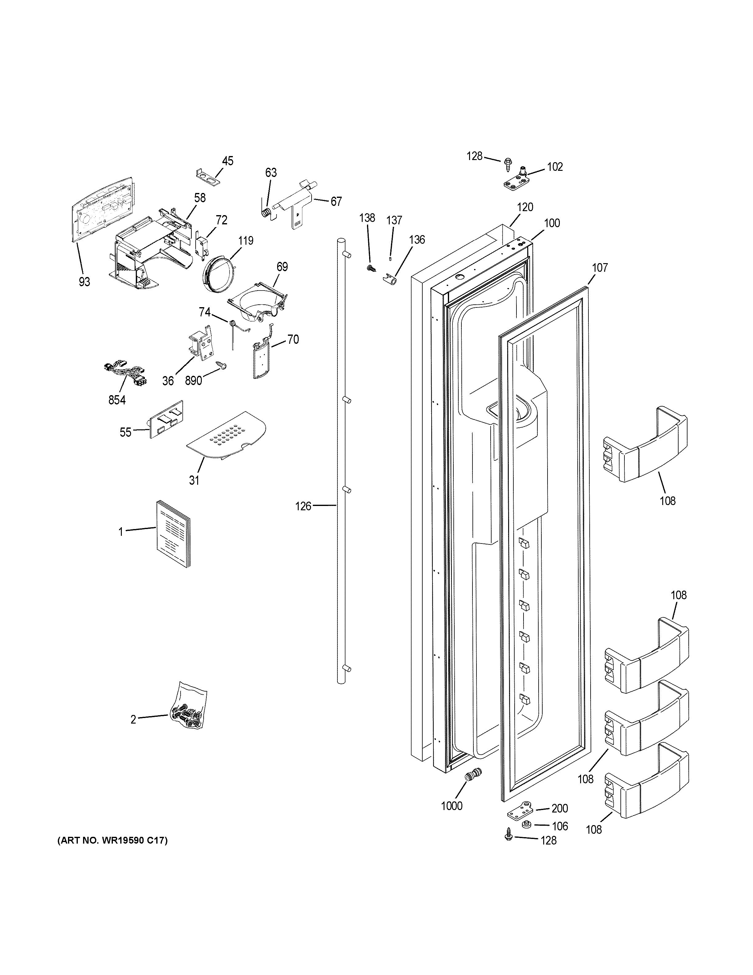 GE ZISS480DKBSS freezer door diagram