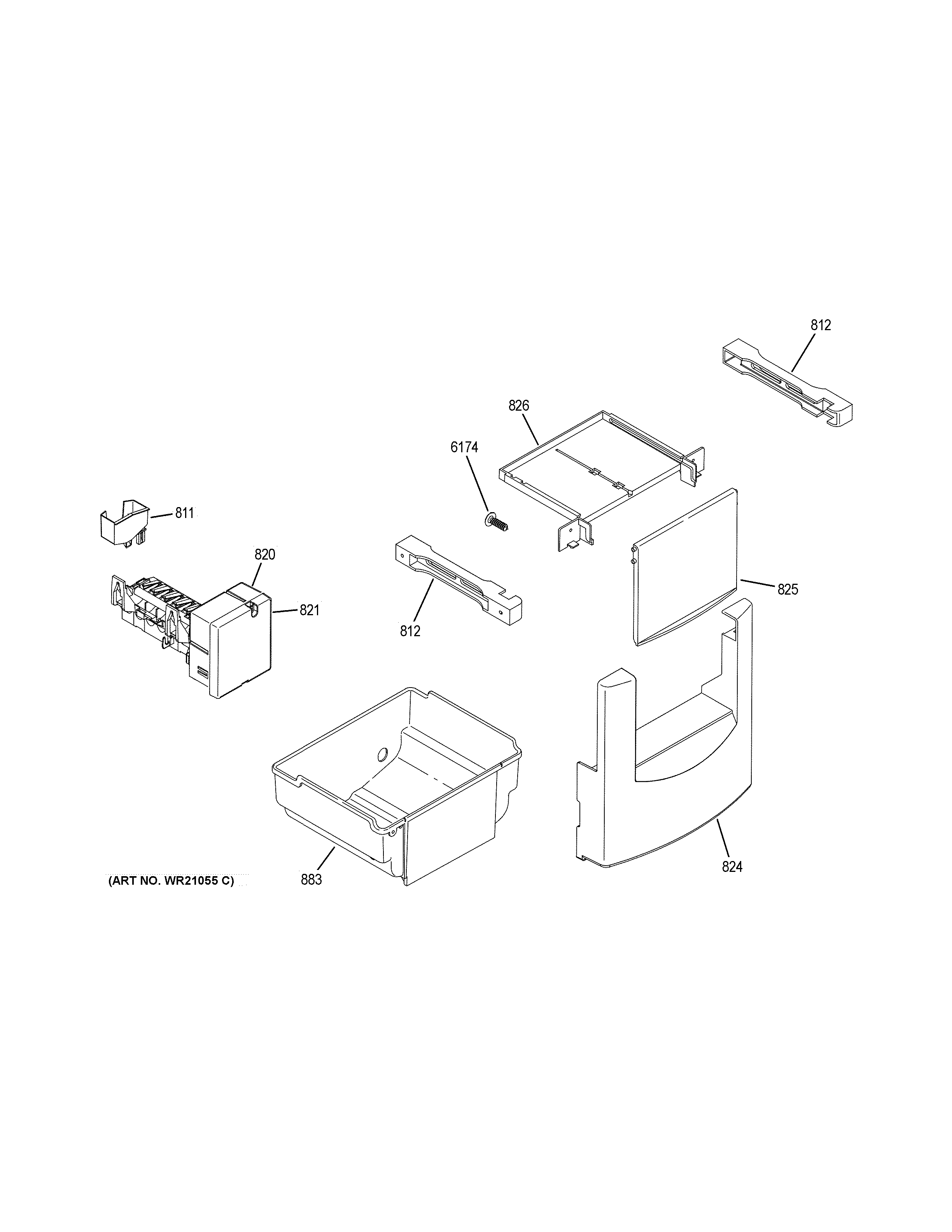 GE ZIS480NKB ice maker & dispenser diagram