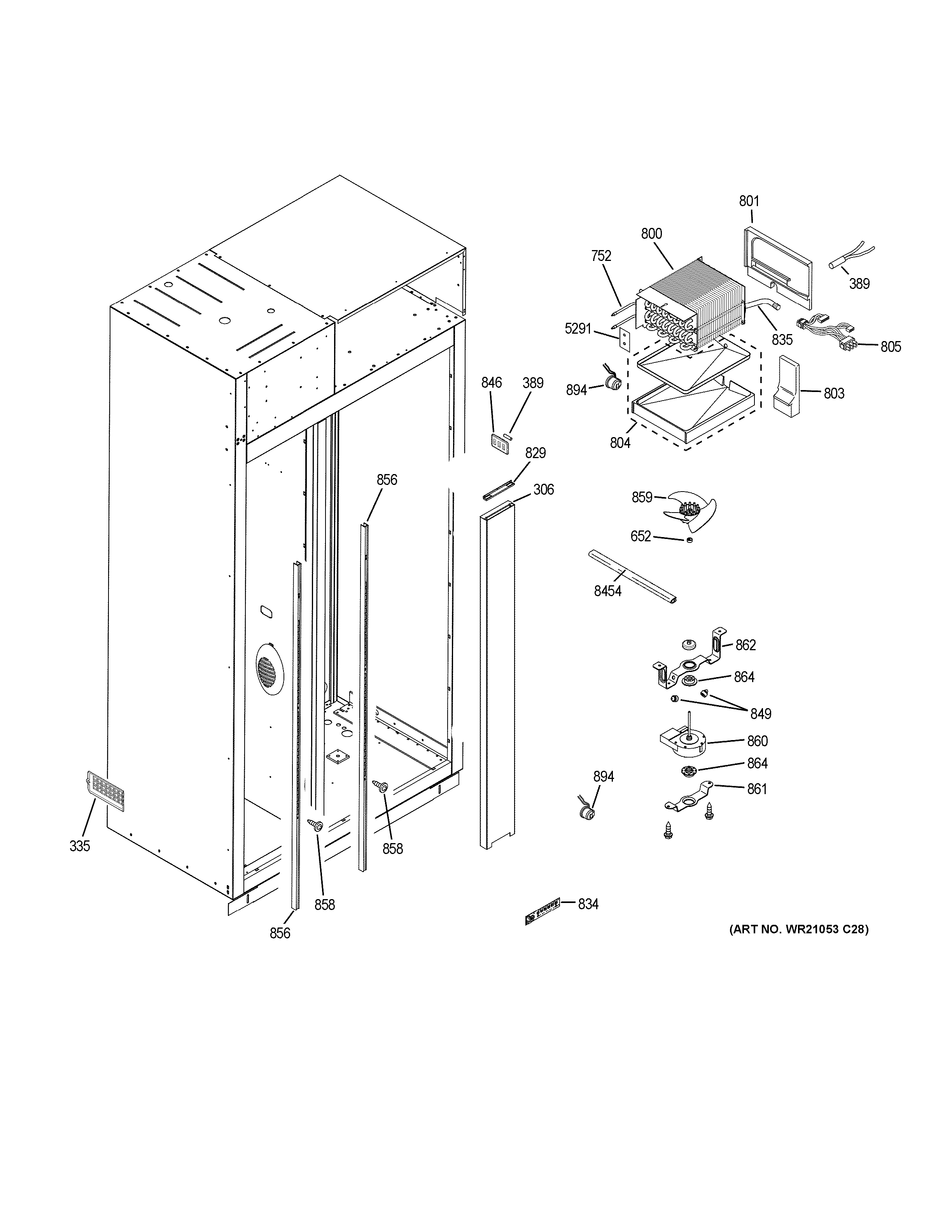 GE ZISS420DKBSS freezer section diagram