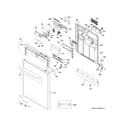 GE GDWT608V50WW escutcheon & door assembly diagram