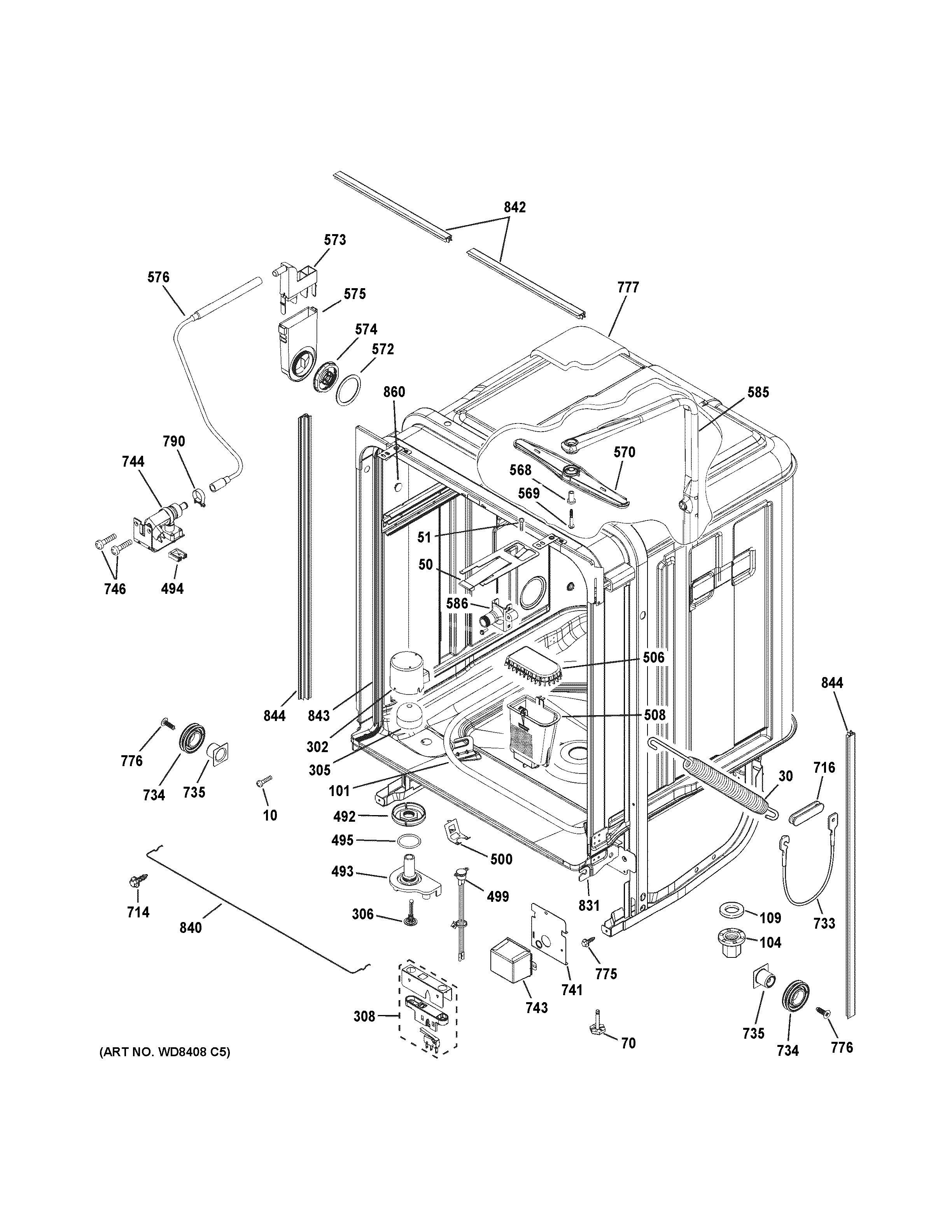 GE PDWT302V50II body parts diagram