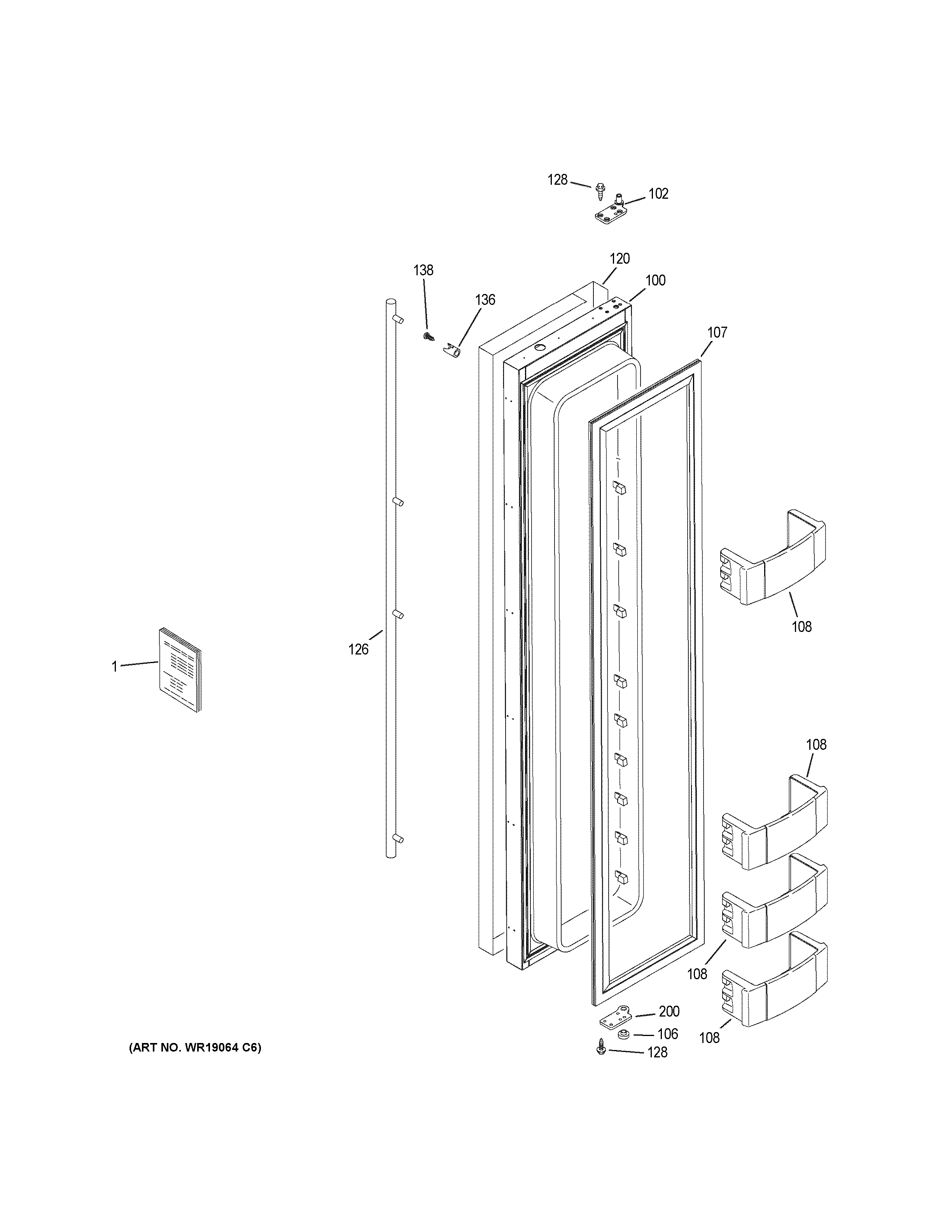 GE ZISS420NKCSS freezer door diagram