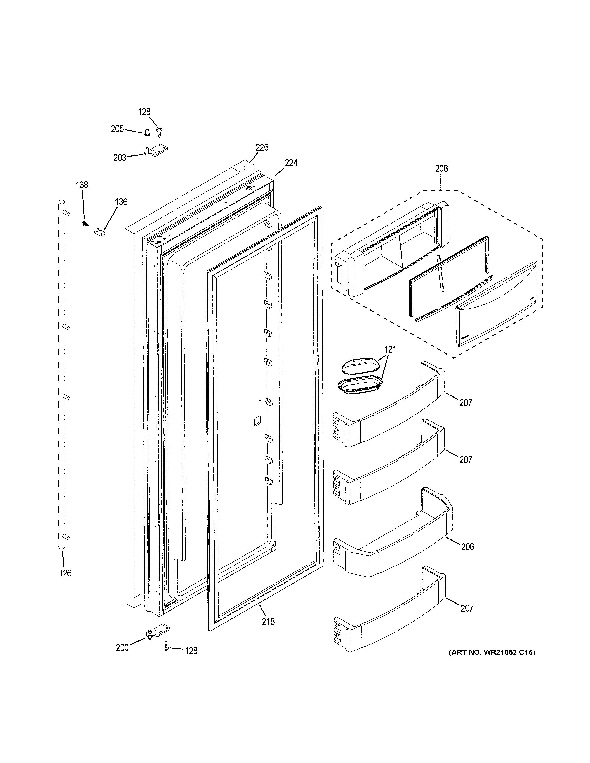 GE ZISS420NKCSS fresh food door diagram