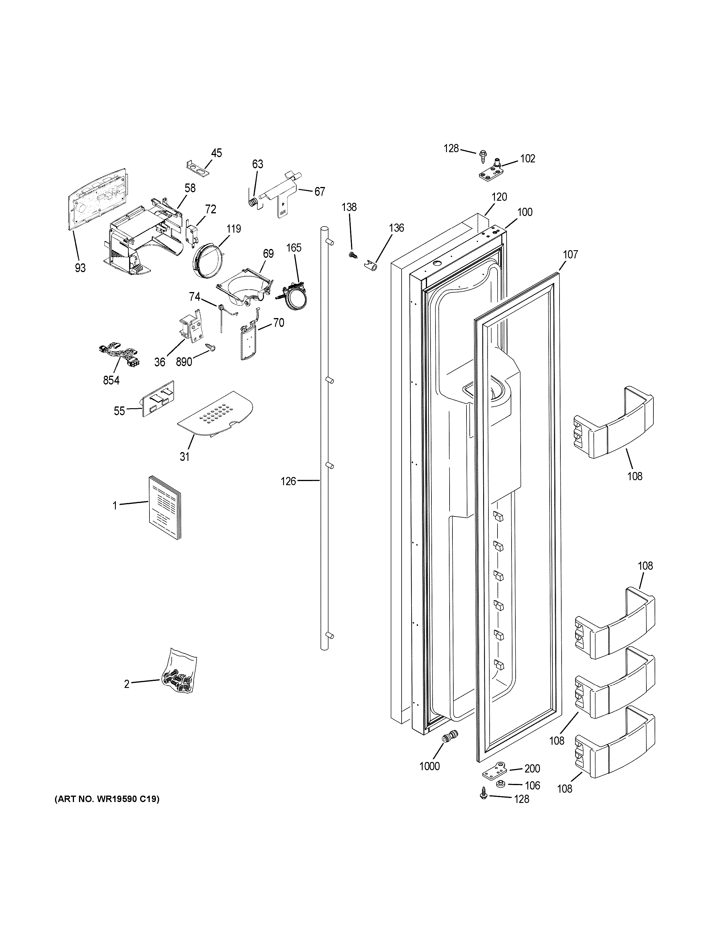 GE ZISS420DKCSS freezer door diagram