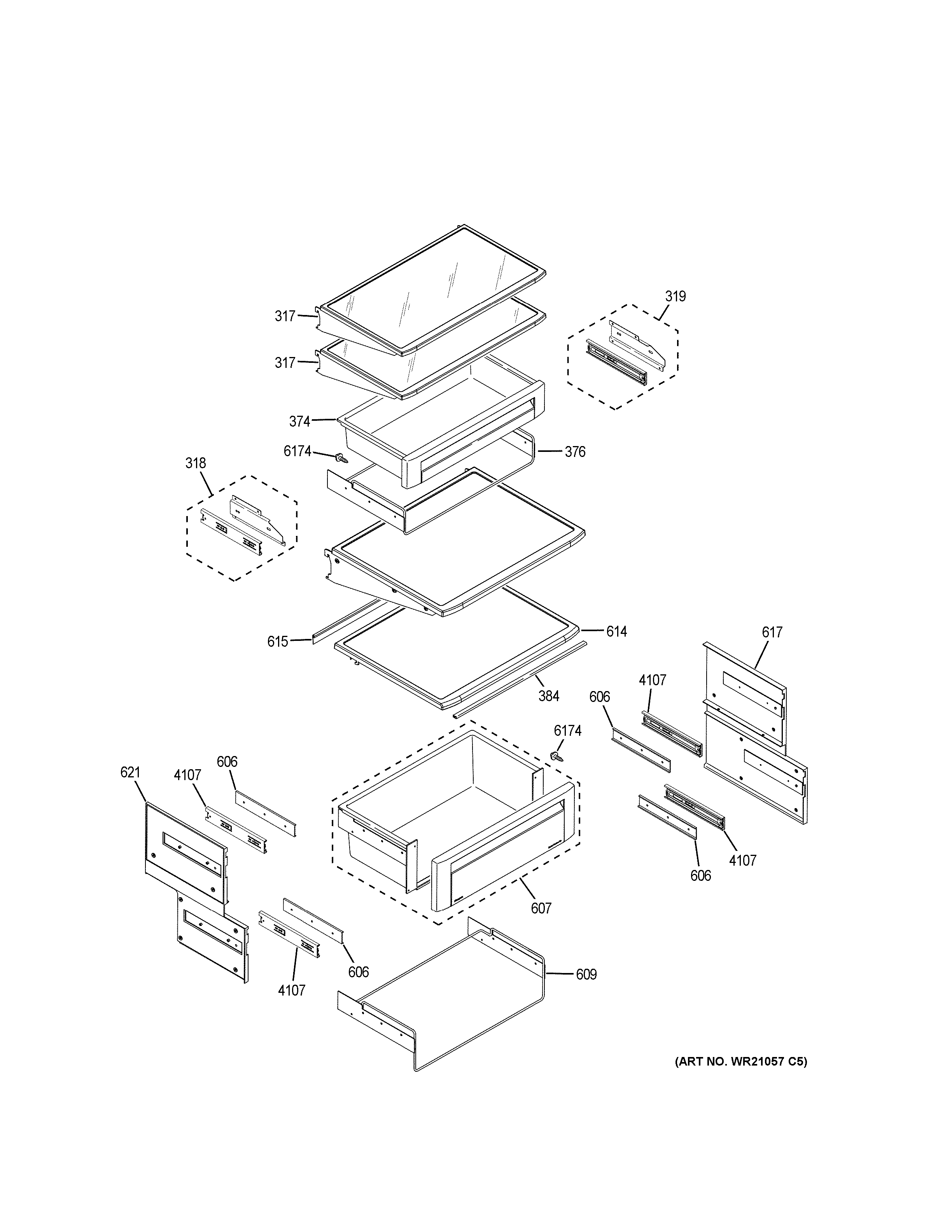 GE ZISS420DKCSS fresh food shelves diagram