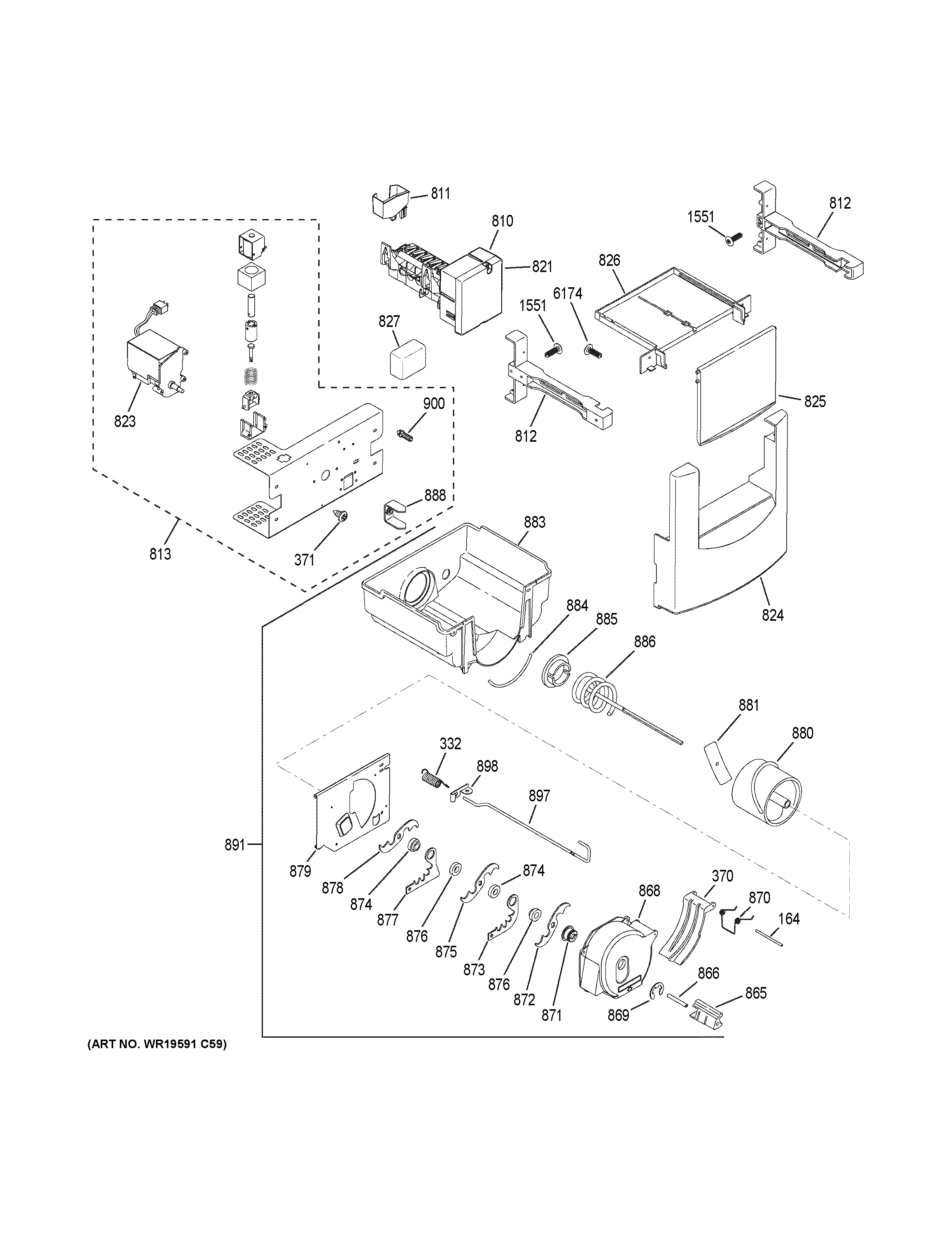 GE ZISB420DKC ice maker & dispenser diagram