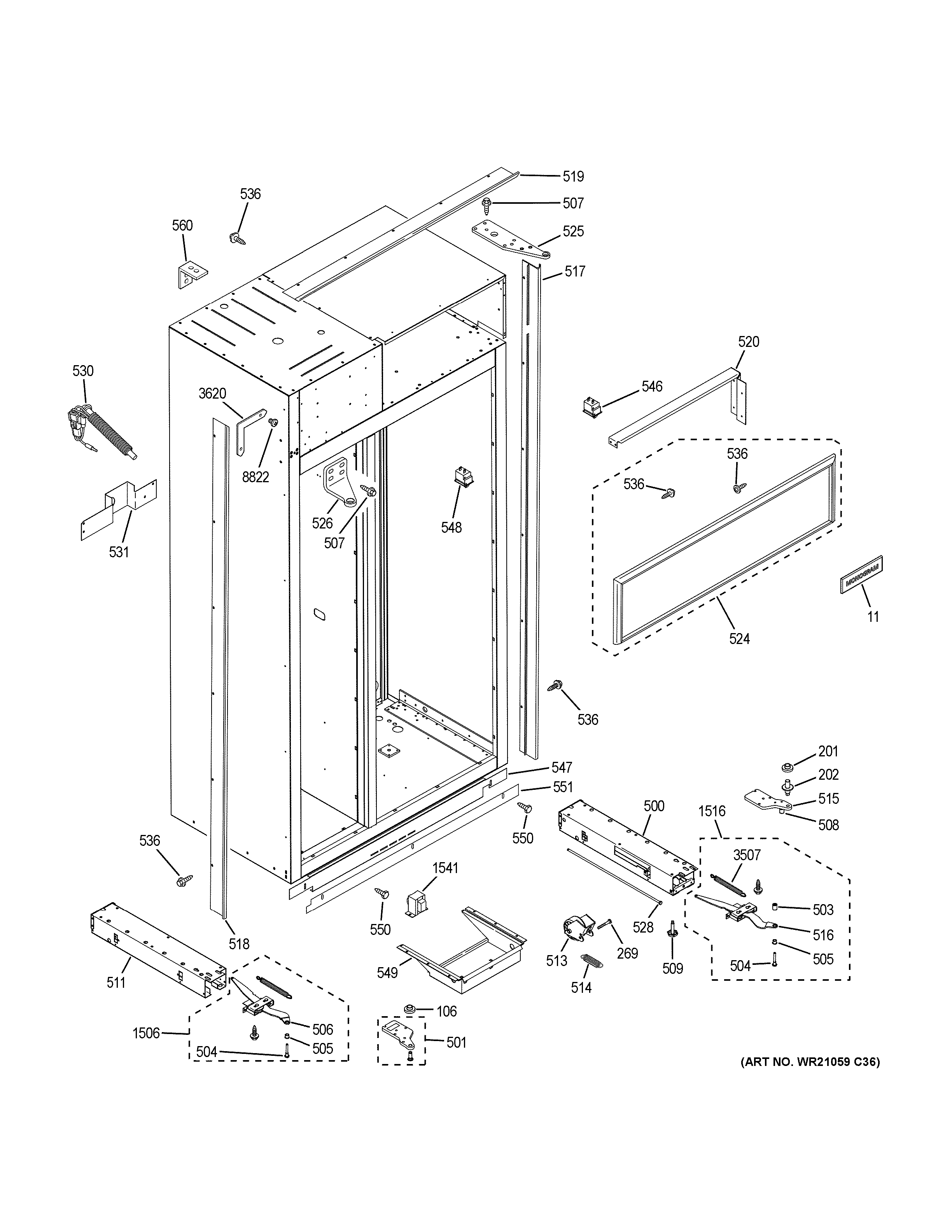 GE ZISP420DKCSS case parts diagram