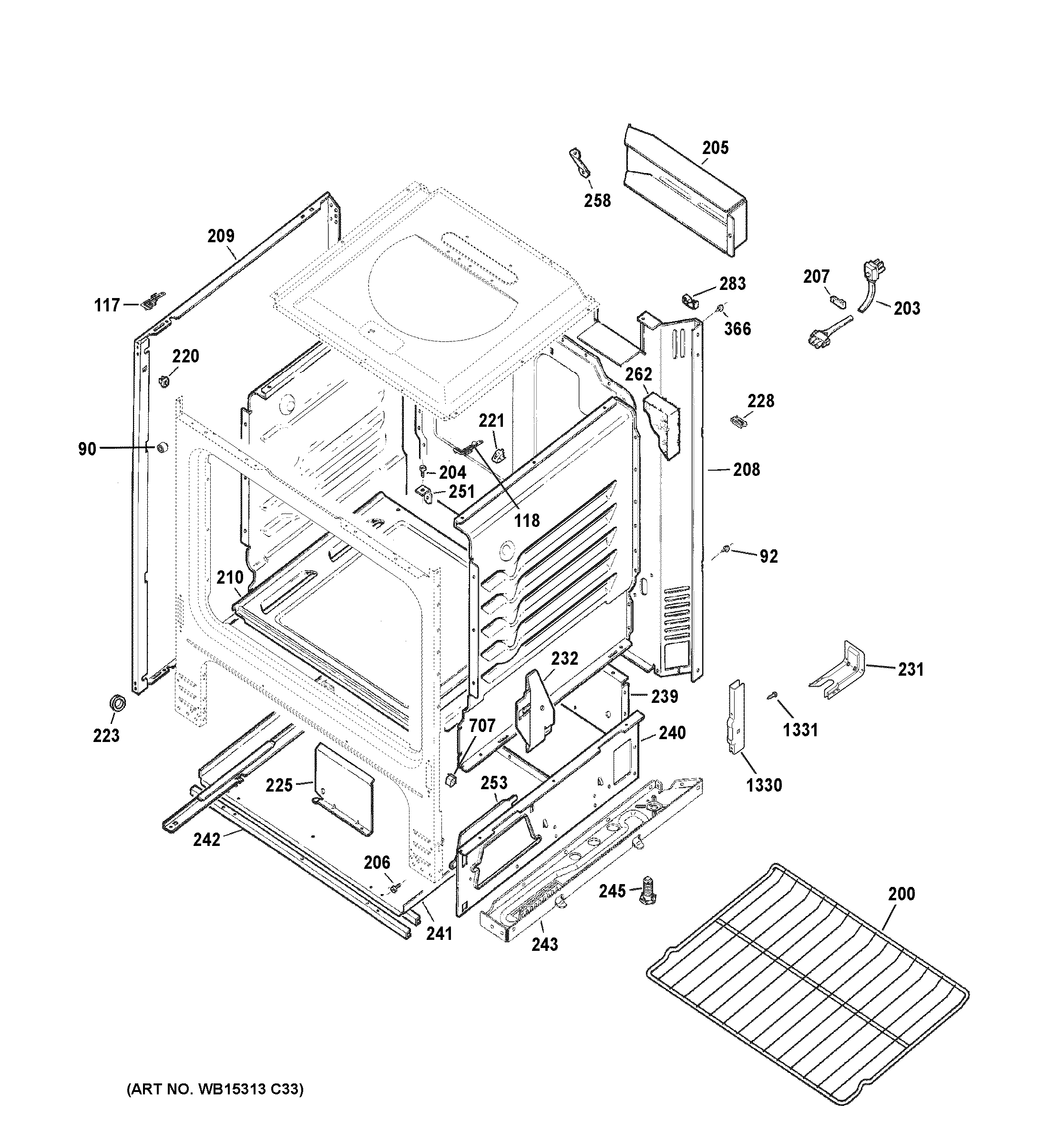 Hotpoint RGBS300DM1BB body parts diagram