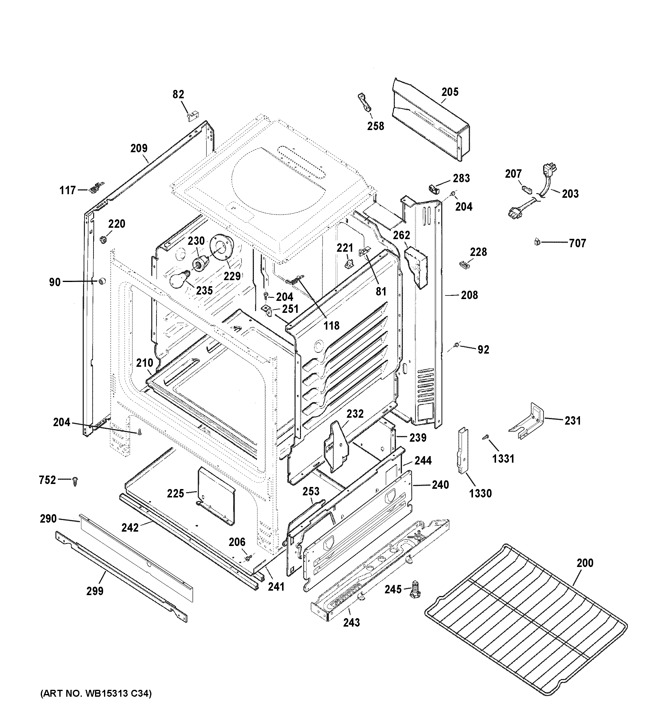 GE JGBS30DEK2WW body parts diagram