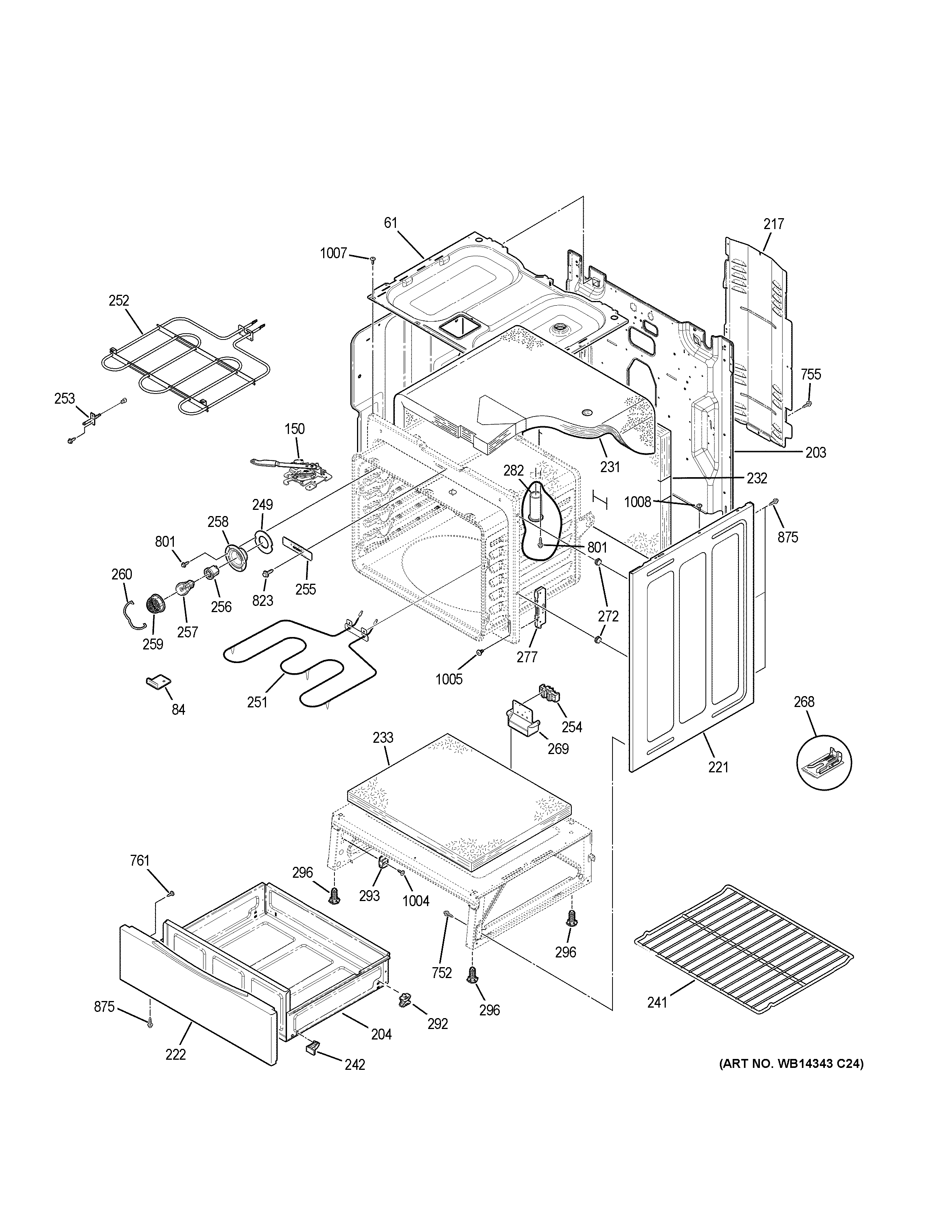 GE JB258RM1SS body parts diagram