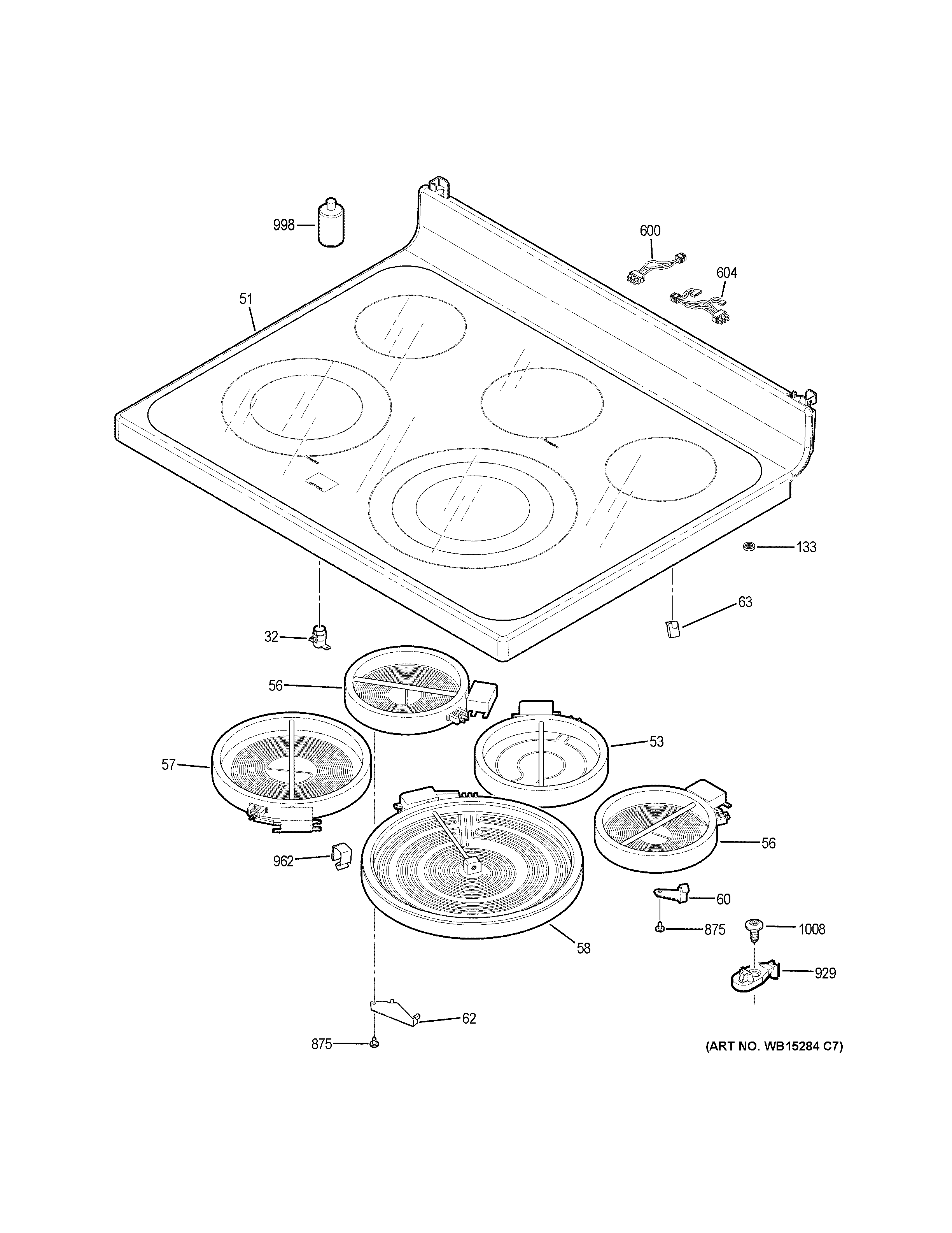 GE JB755FJ6DS cooktop diagram