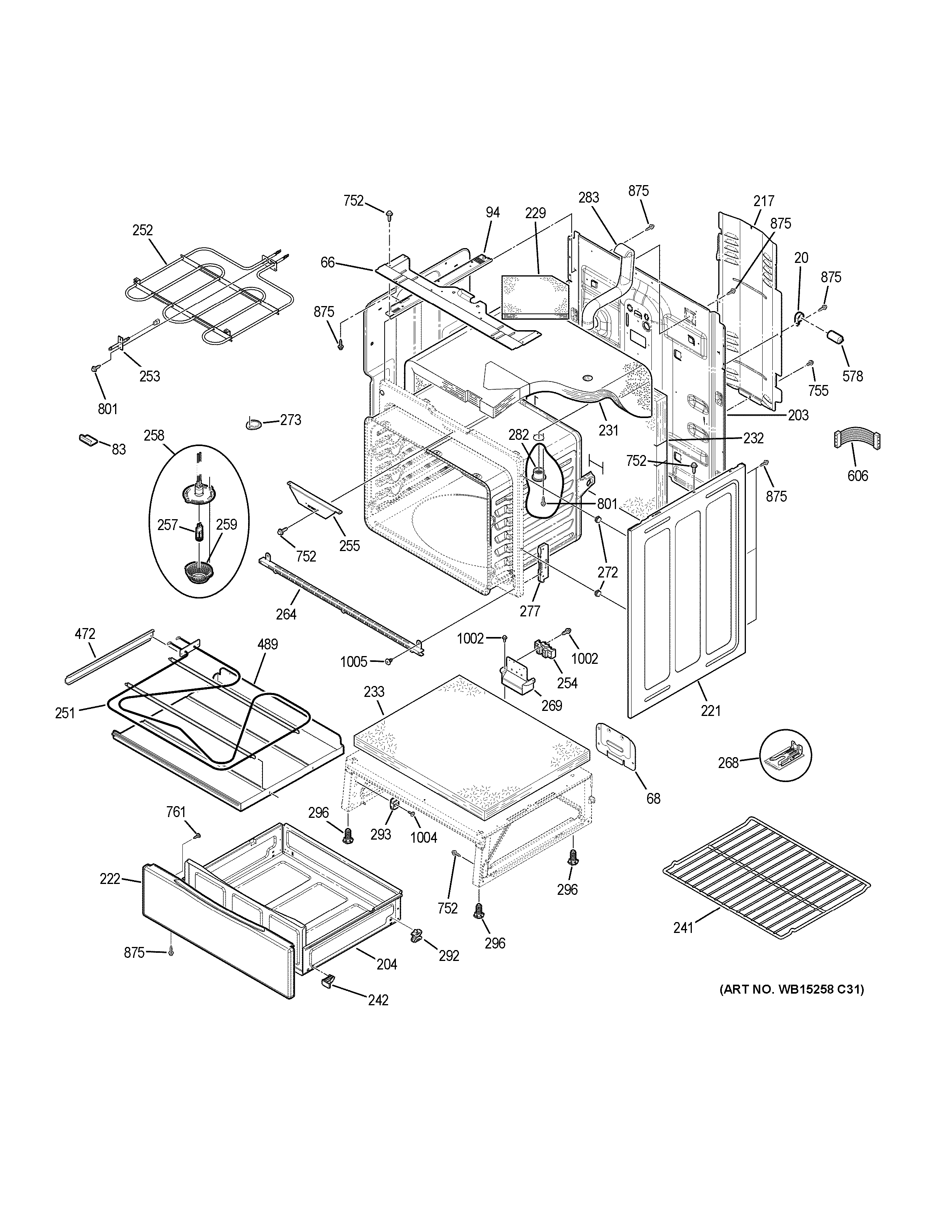 GE JB755FJ6DS body parts diagram