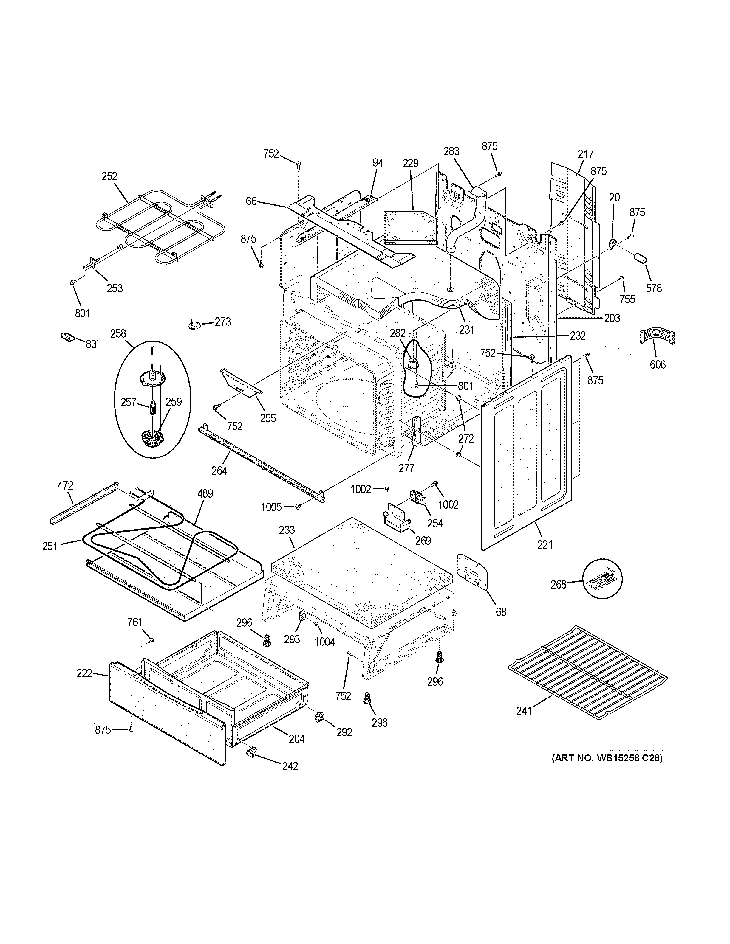 GE JB750SJ6SS body parts diagram