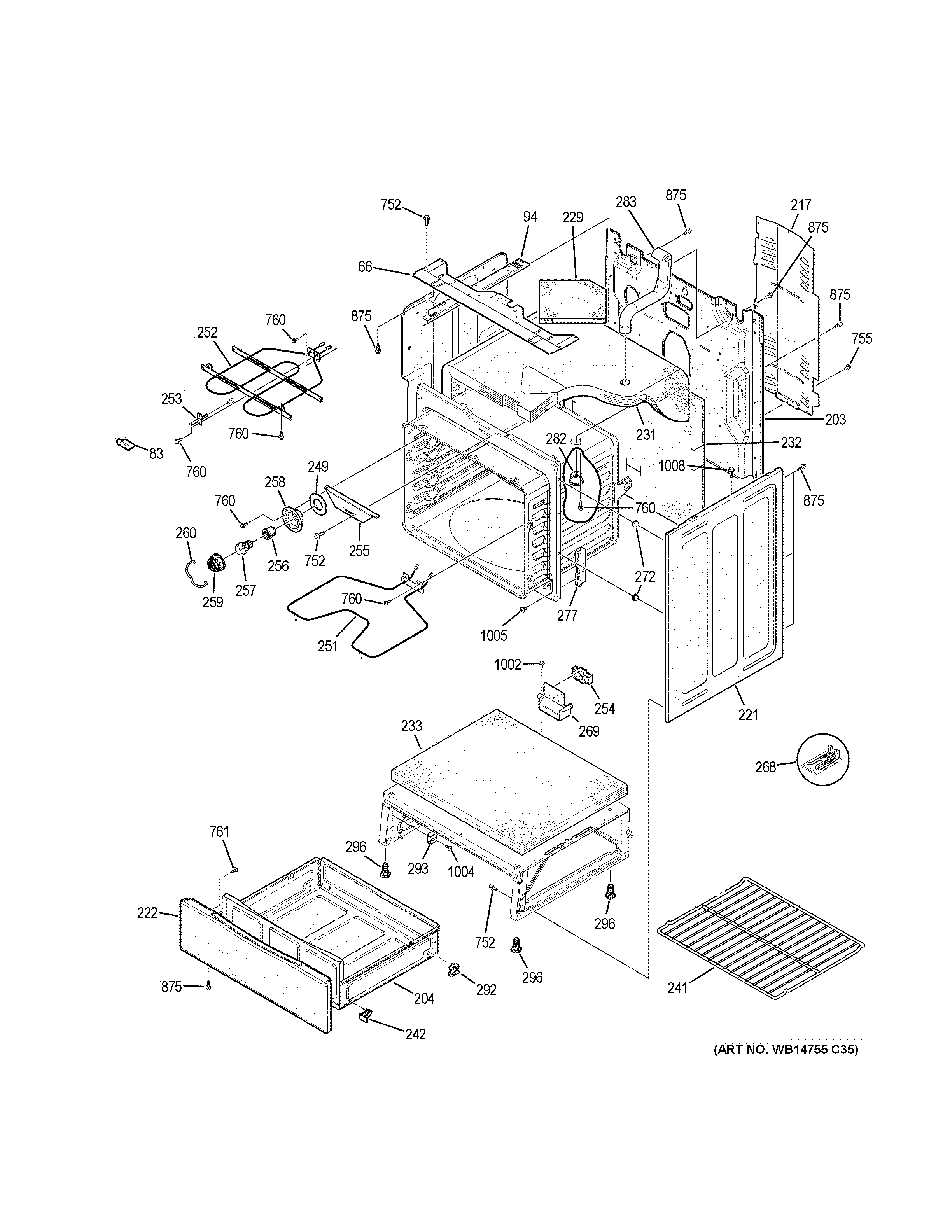 GE JB645DK5BB body parts diagram