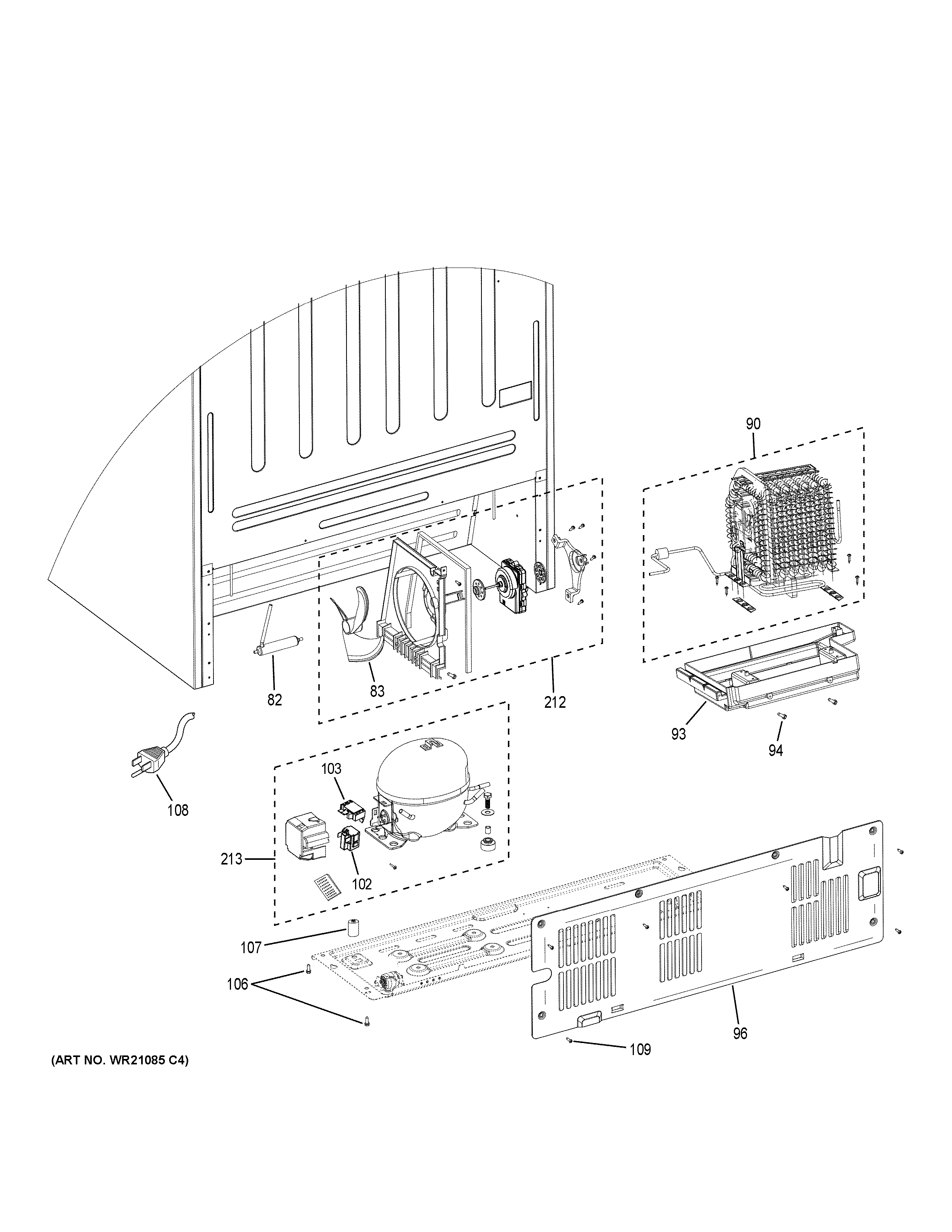 GE GTE21GTHECC machine compartment diagram