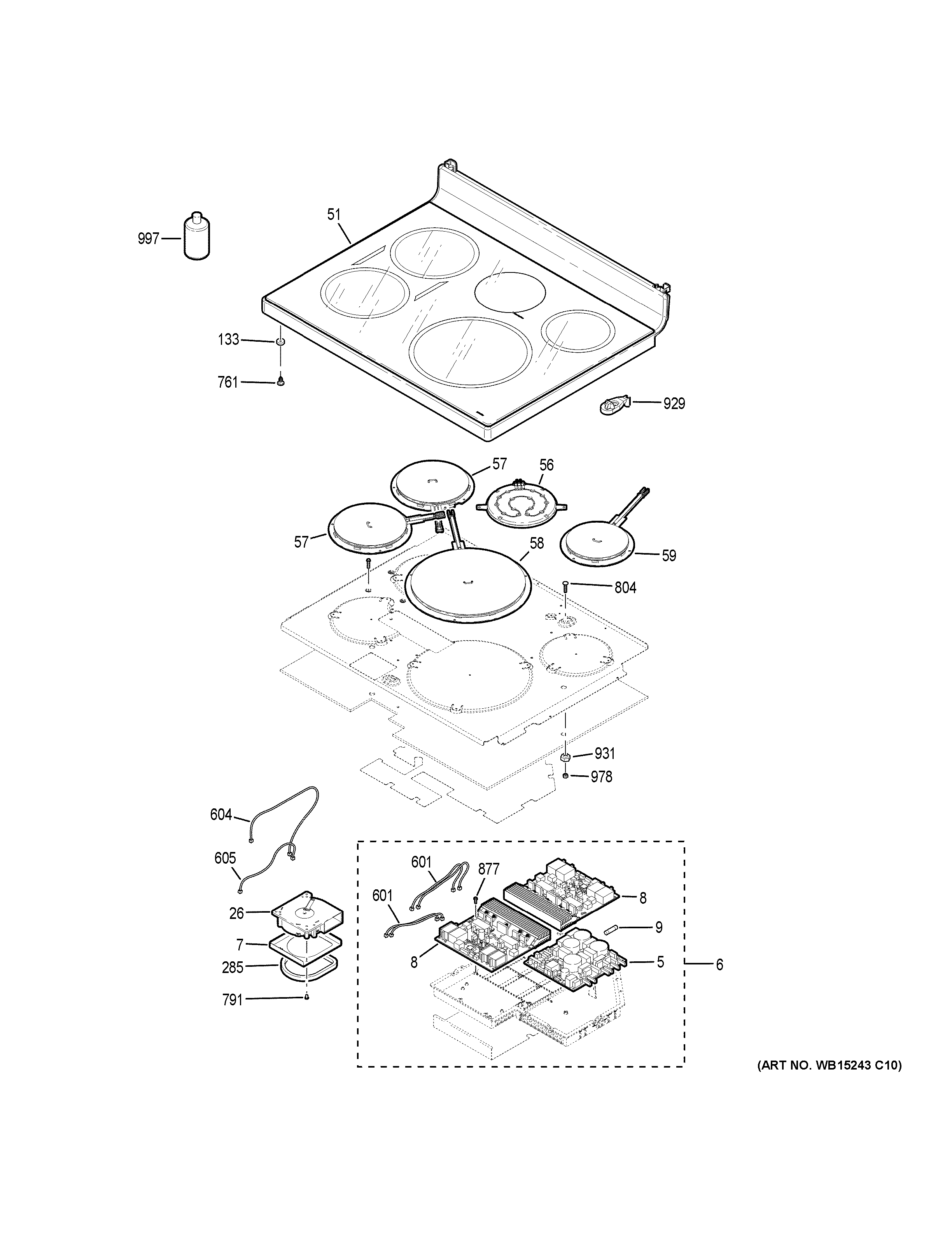 GE PHB920FJ5DS cooktop diagram