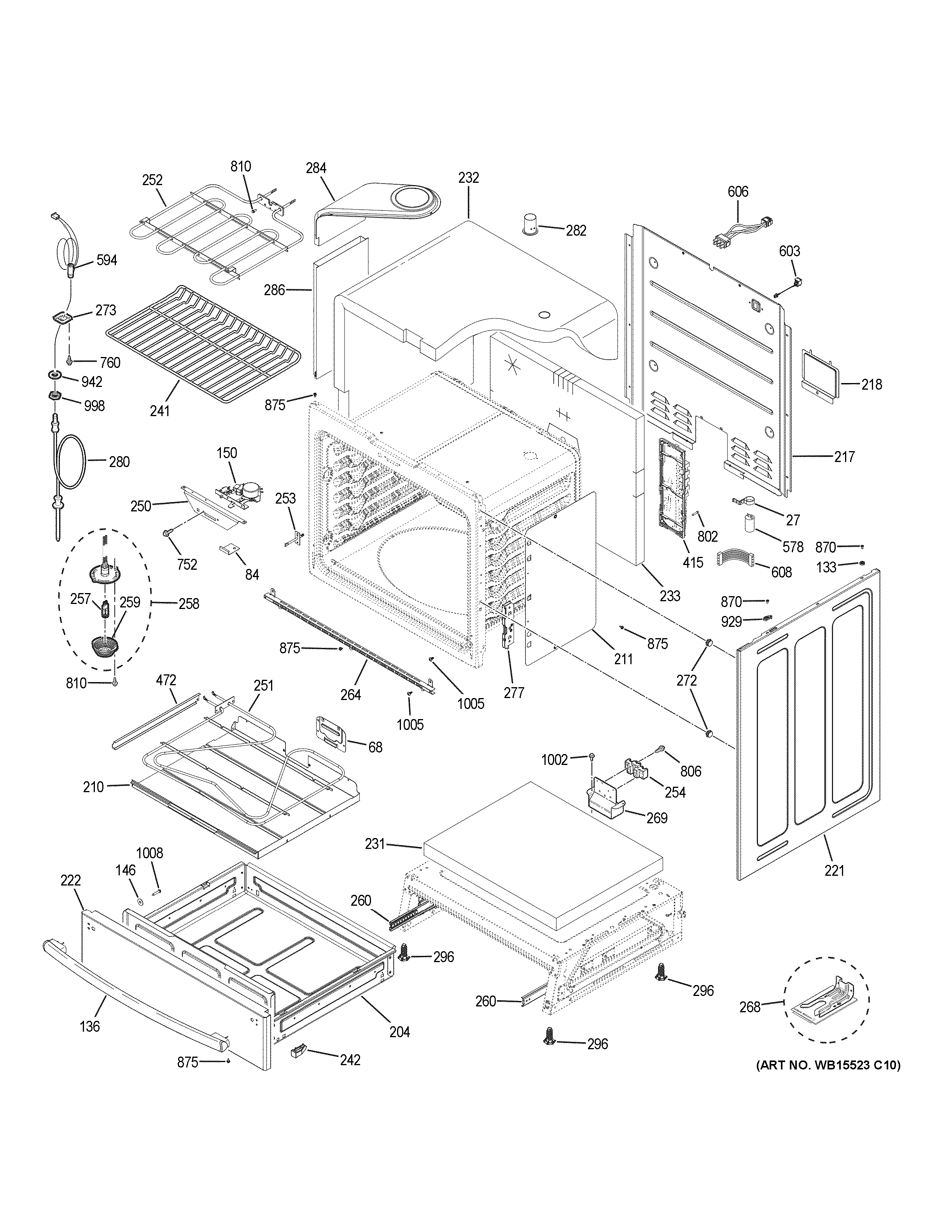 GE PHS930BL2TS body parts diagram