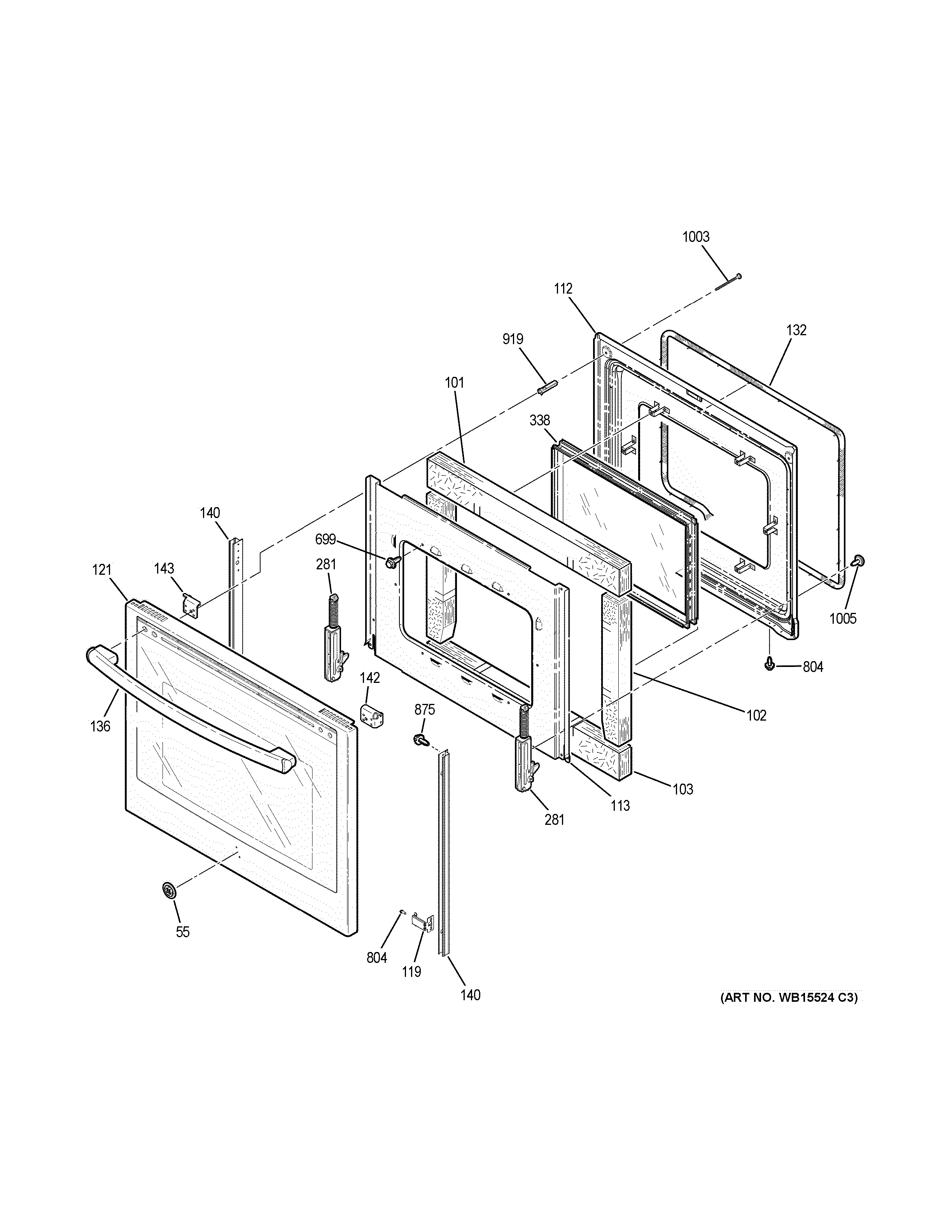 GE PHS930BL2TS door diagram