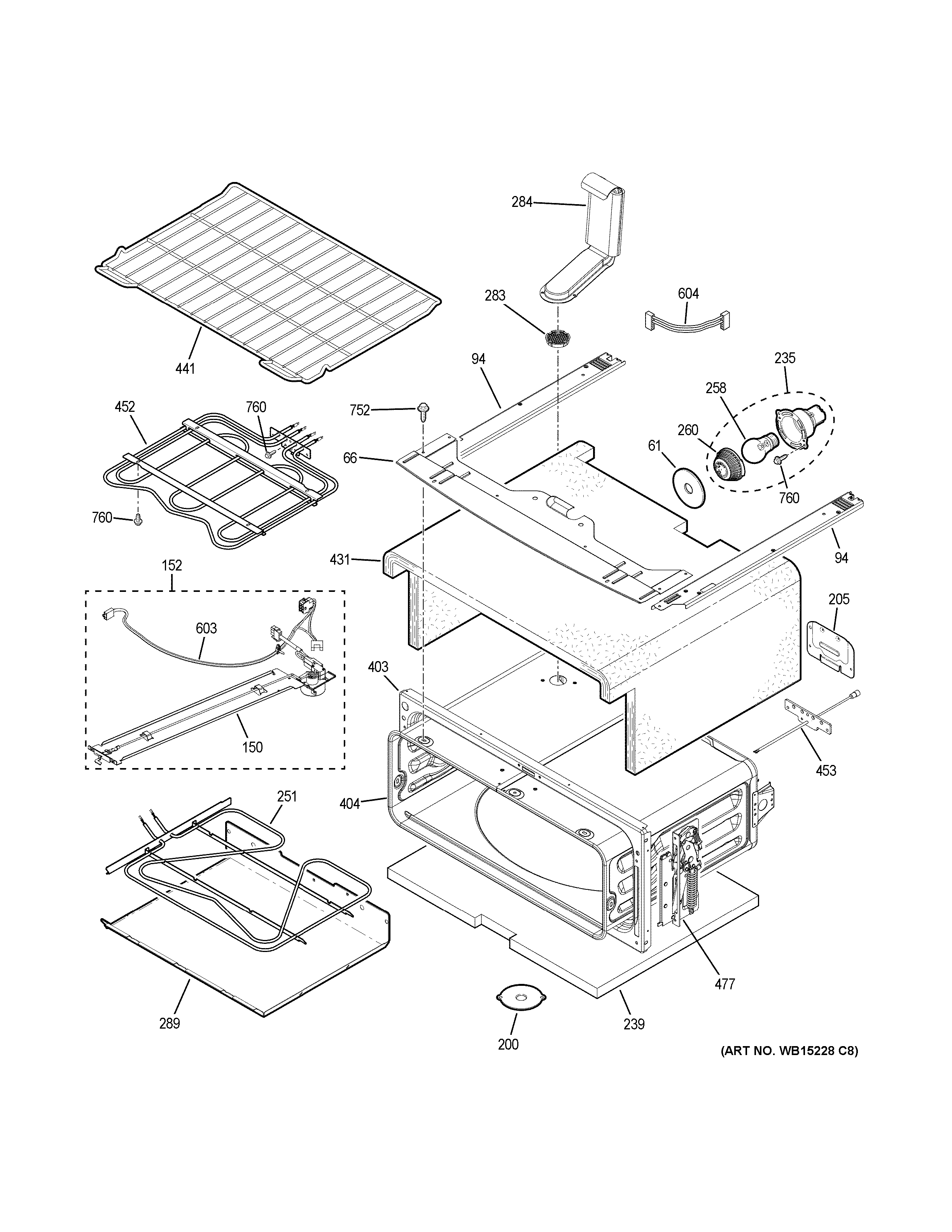 GE PB960EJ5ES upper oven diagram