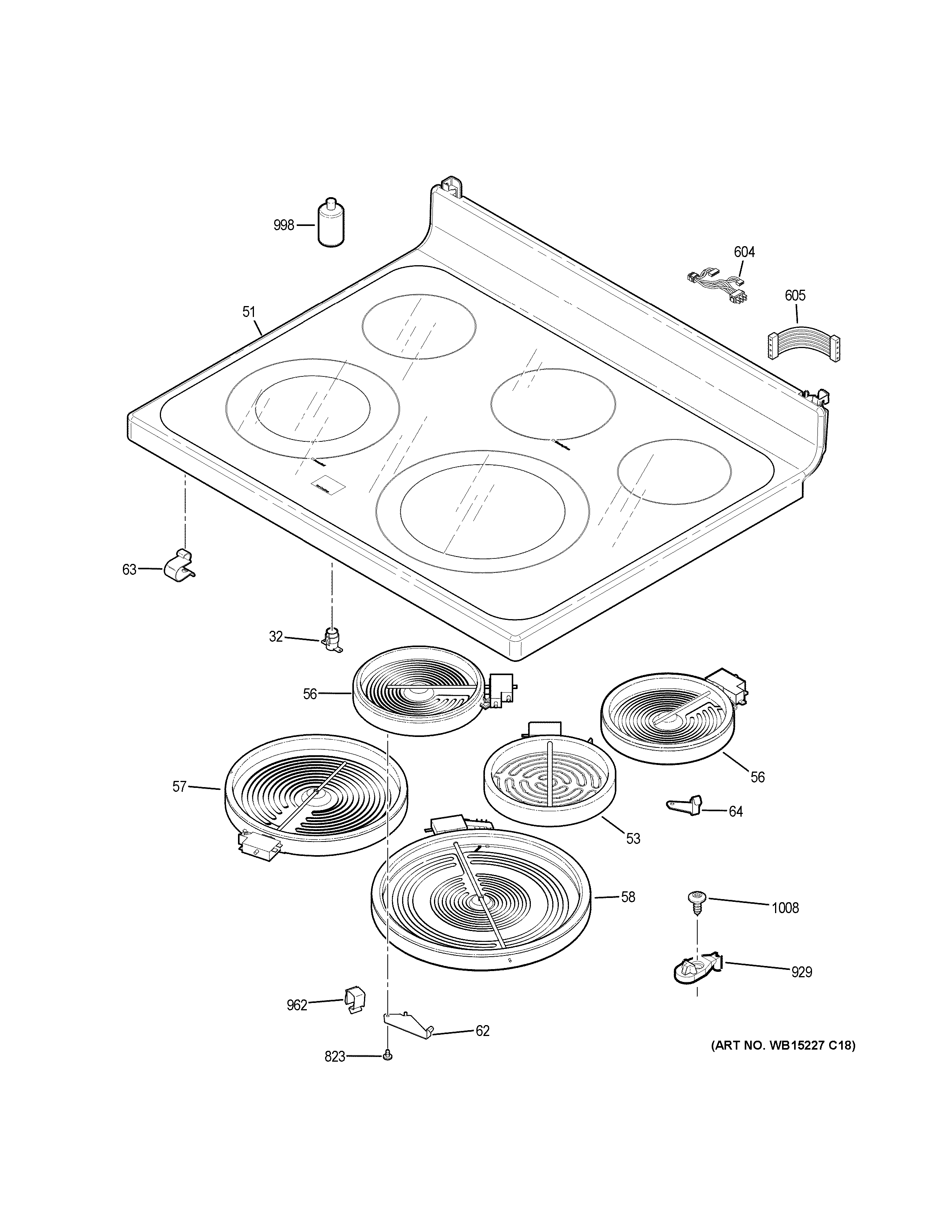 GE JB860BJ7TS cooktop diagram