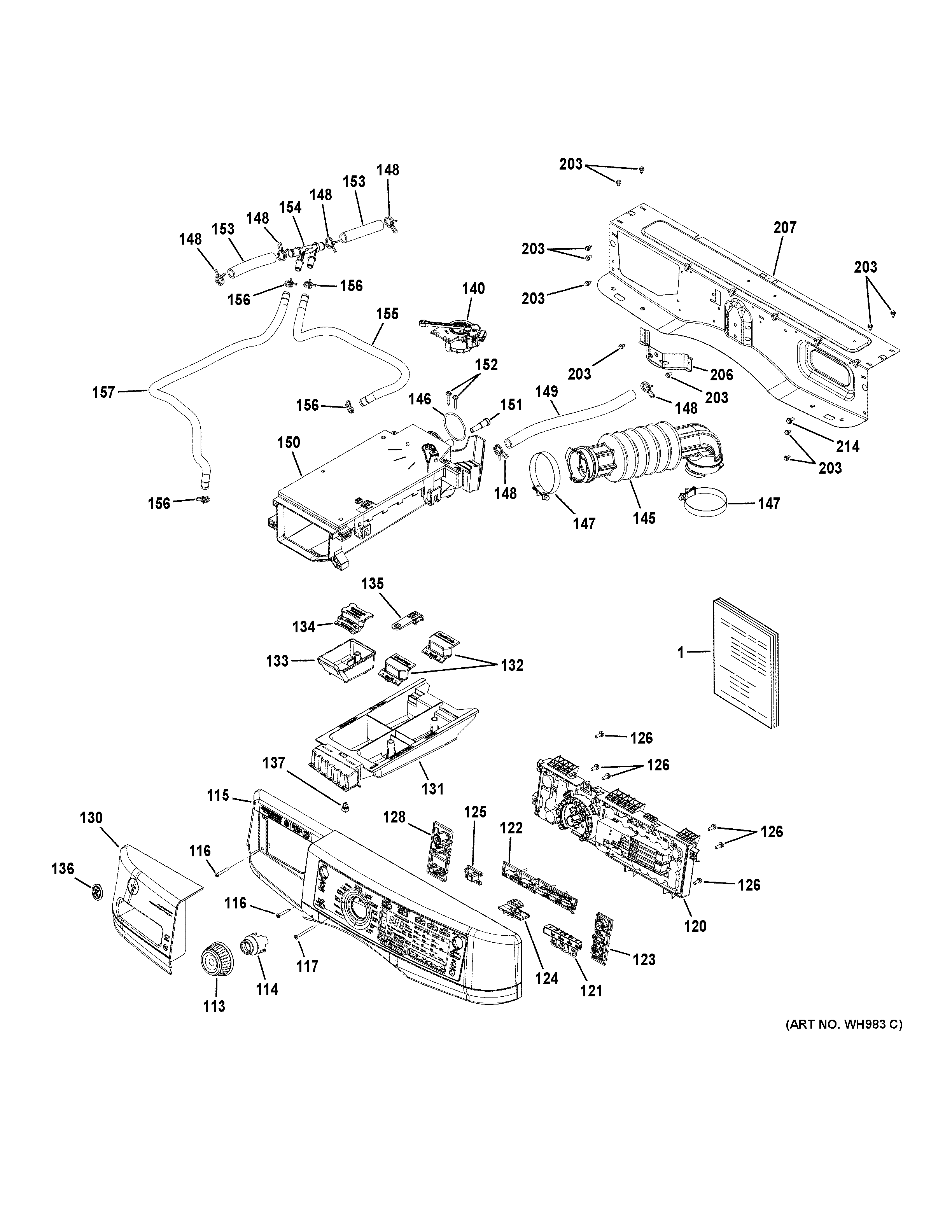 GE GFWR4805F0RR controls & dispenser diagram