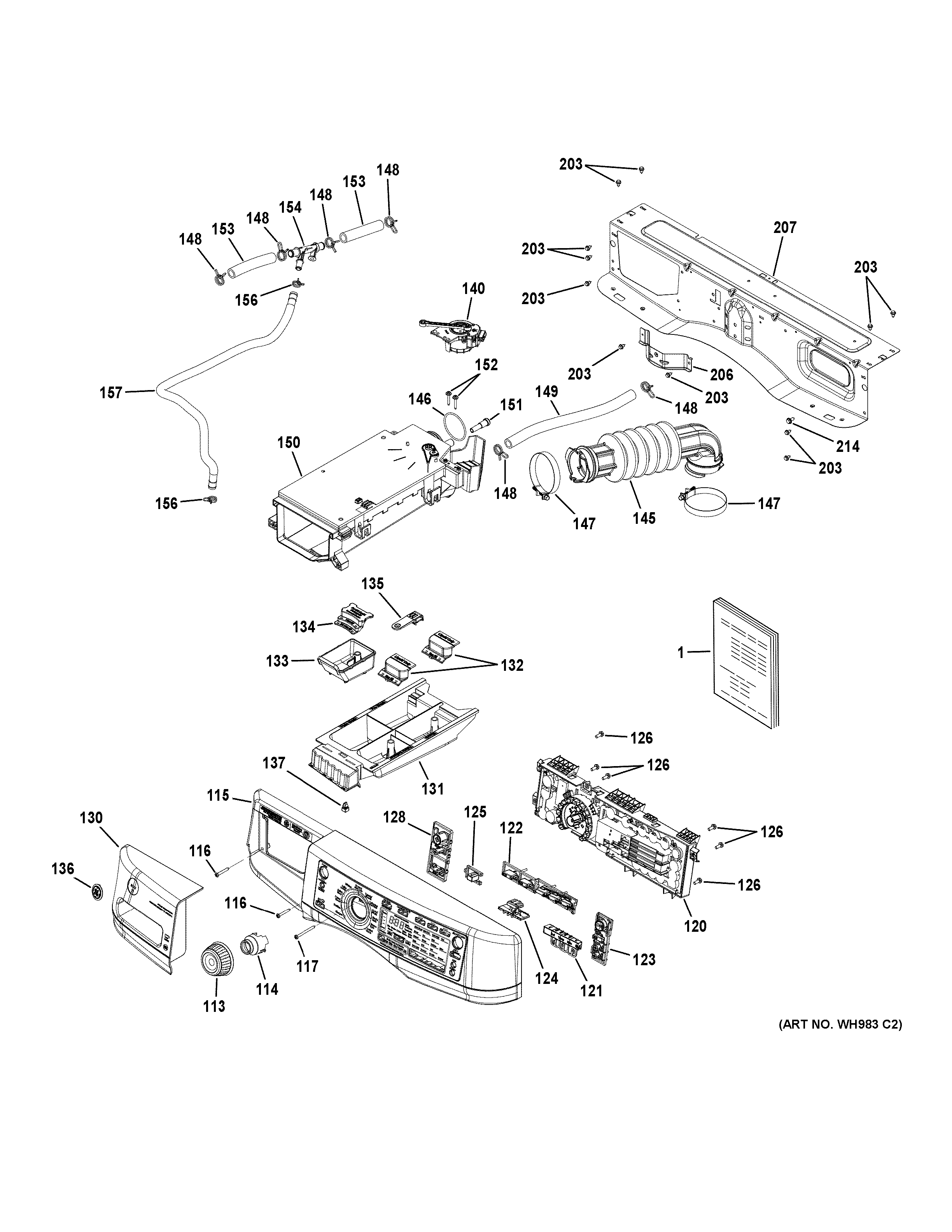 GE GFWR4805F3RR controls & dispenser diagram