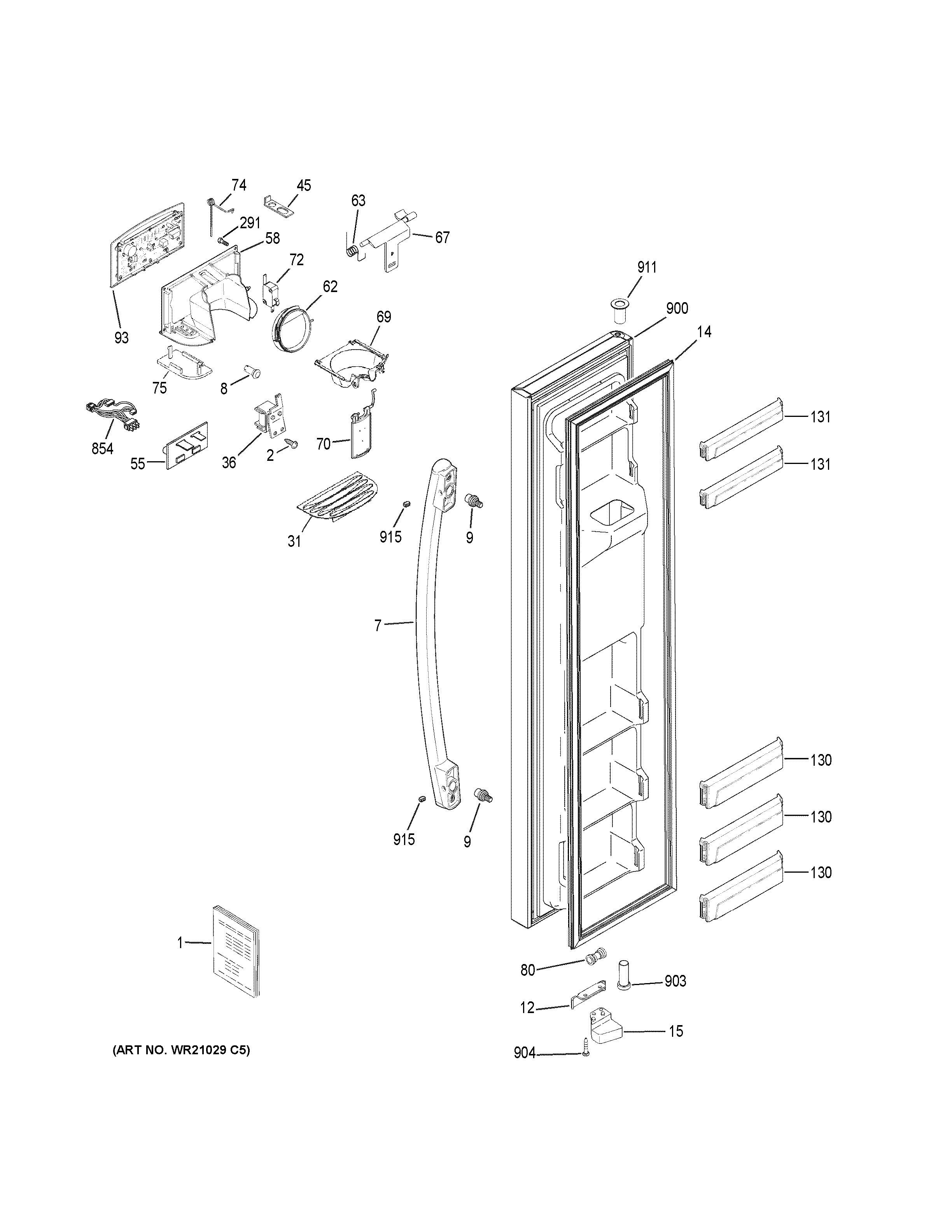 GE GZS22DSJJFSS freezer door diagram