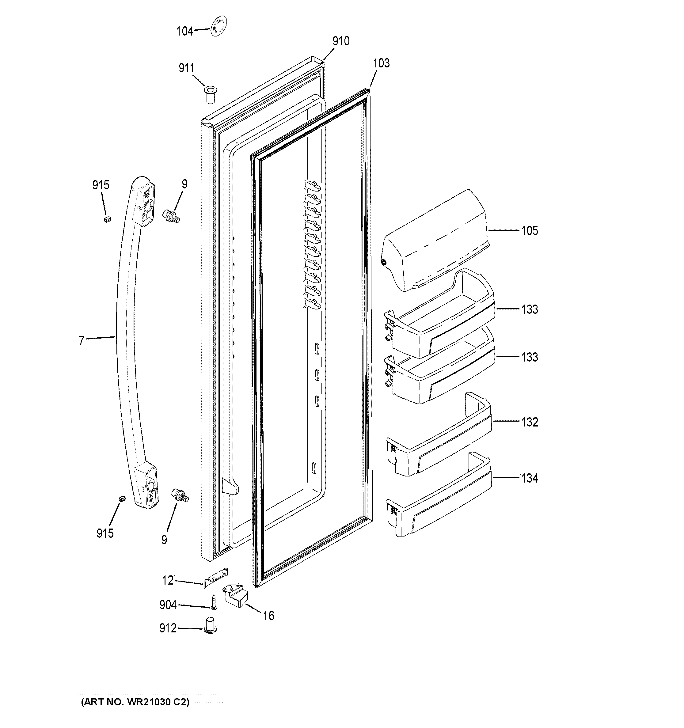 GE GZS22DSJJFSS fresh food door diagram
