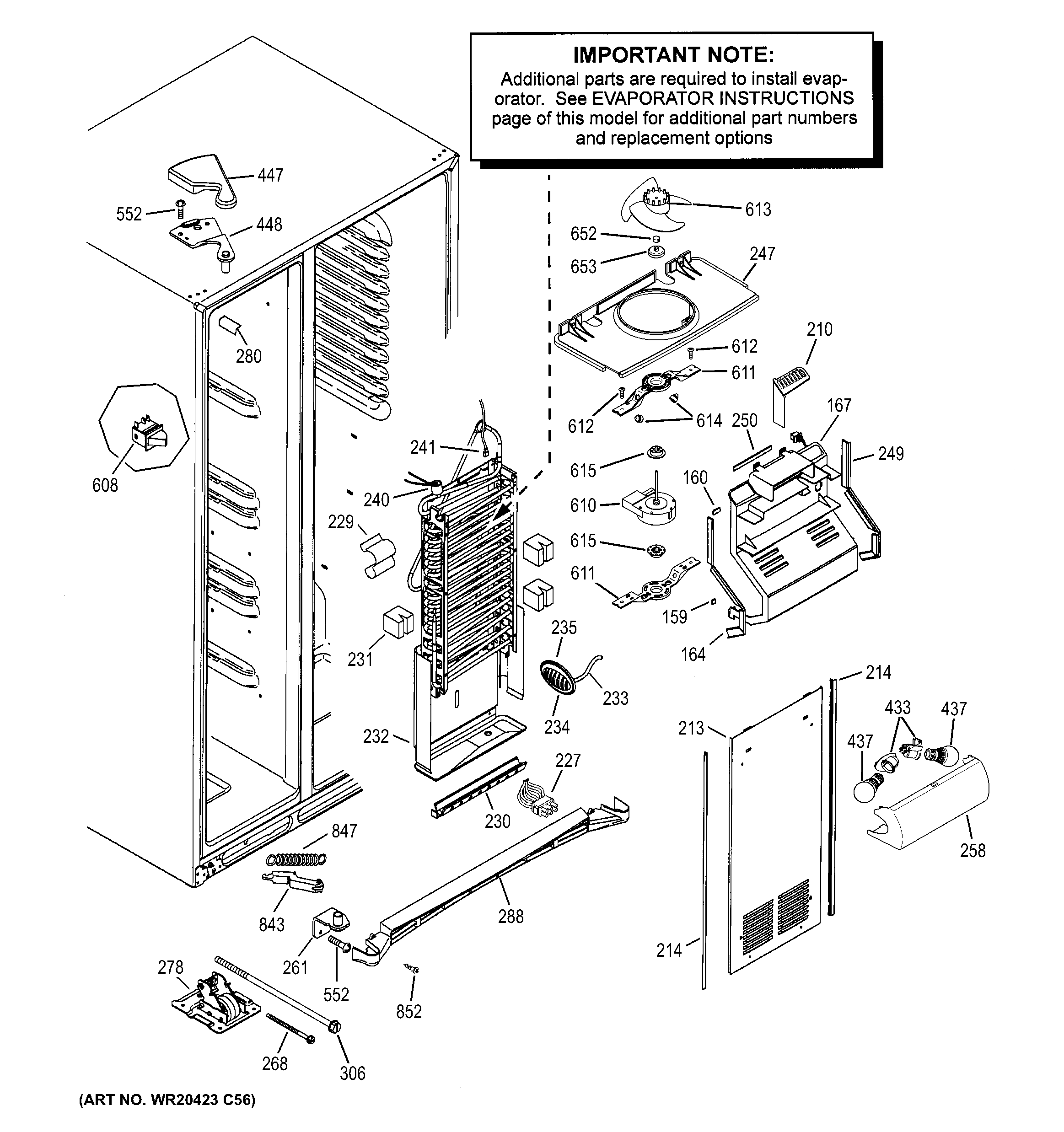 GE GZS22DGJEFWW freezer section diagram