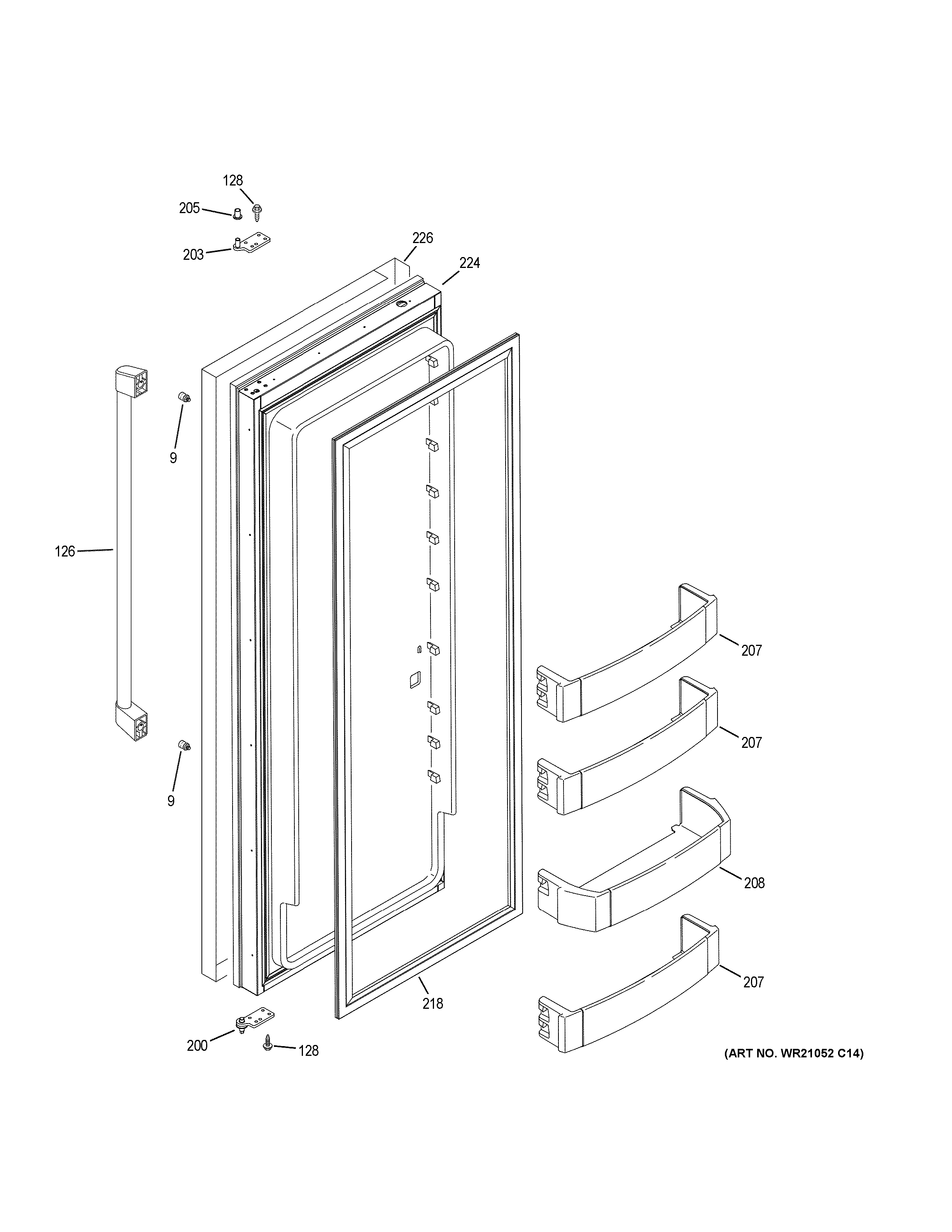 GE CSB42WSKCSS fresh food door diagram
