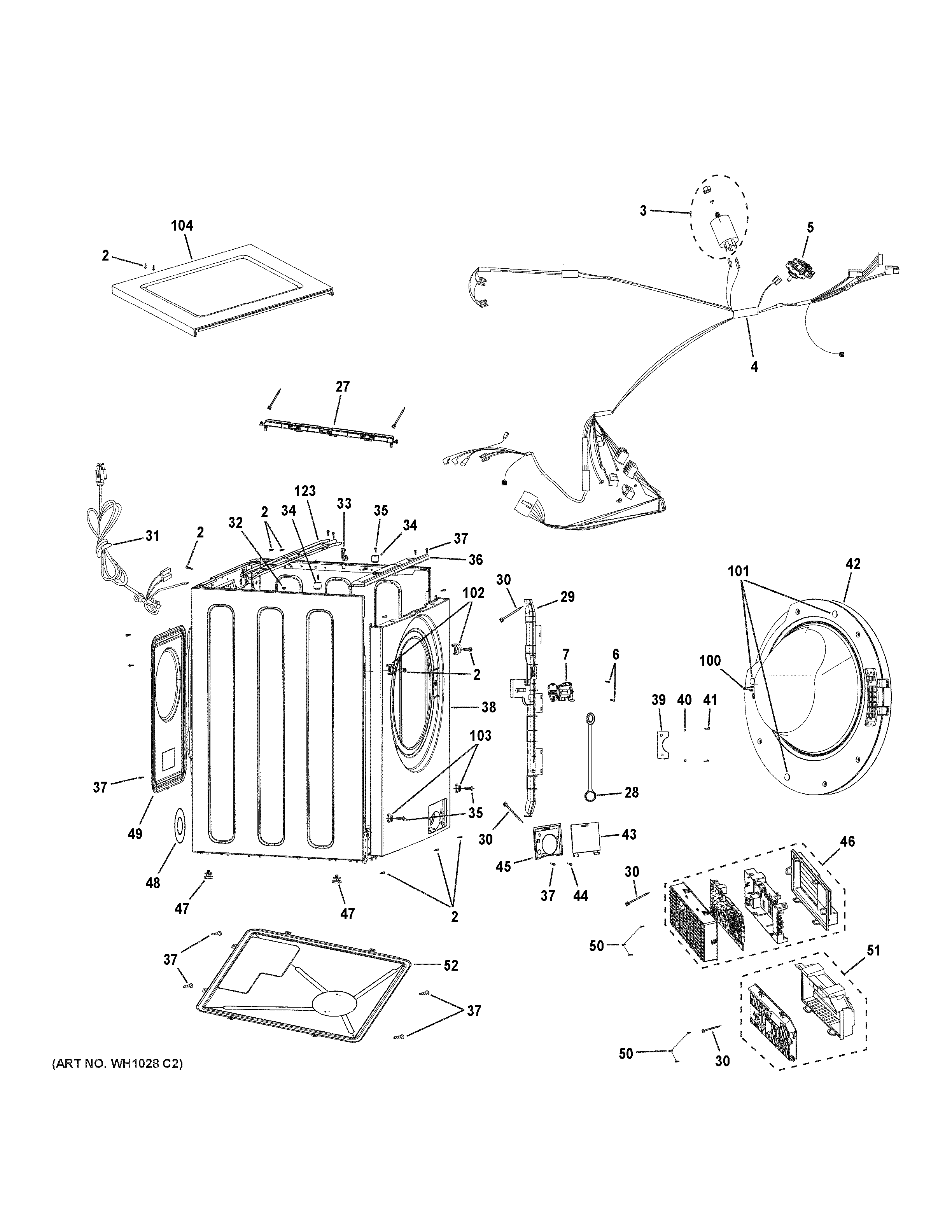 GE GFW148SSL0WW cabinet diagram