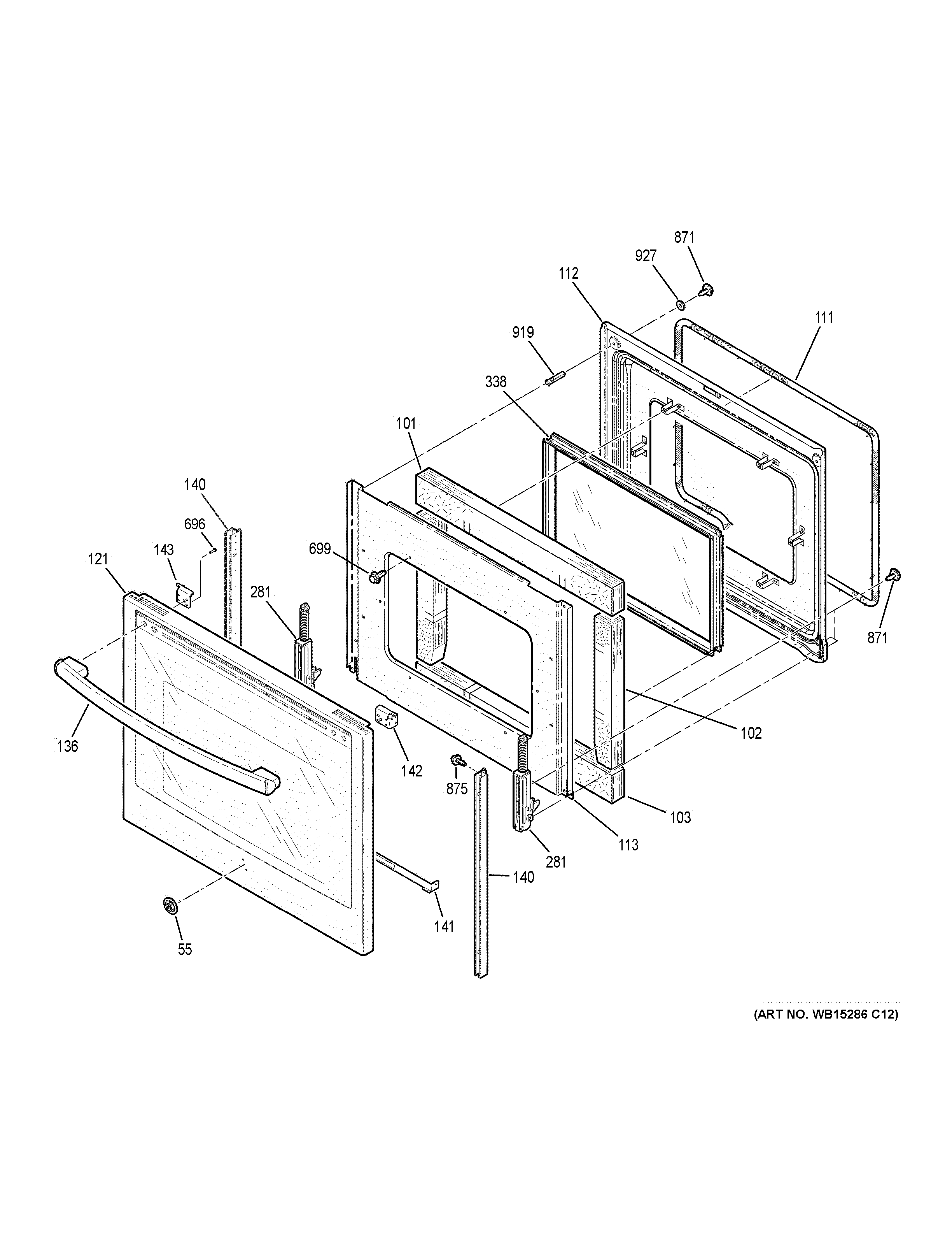 GE JB755BJ7TS door diagram