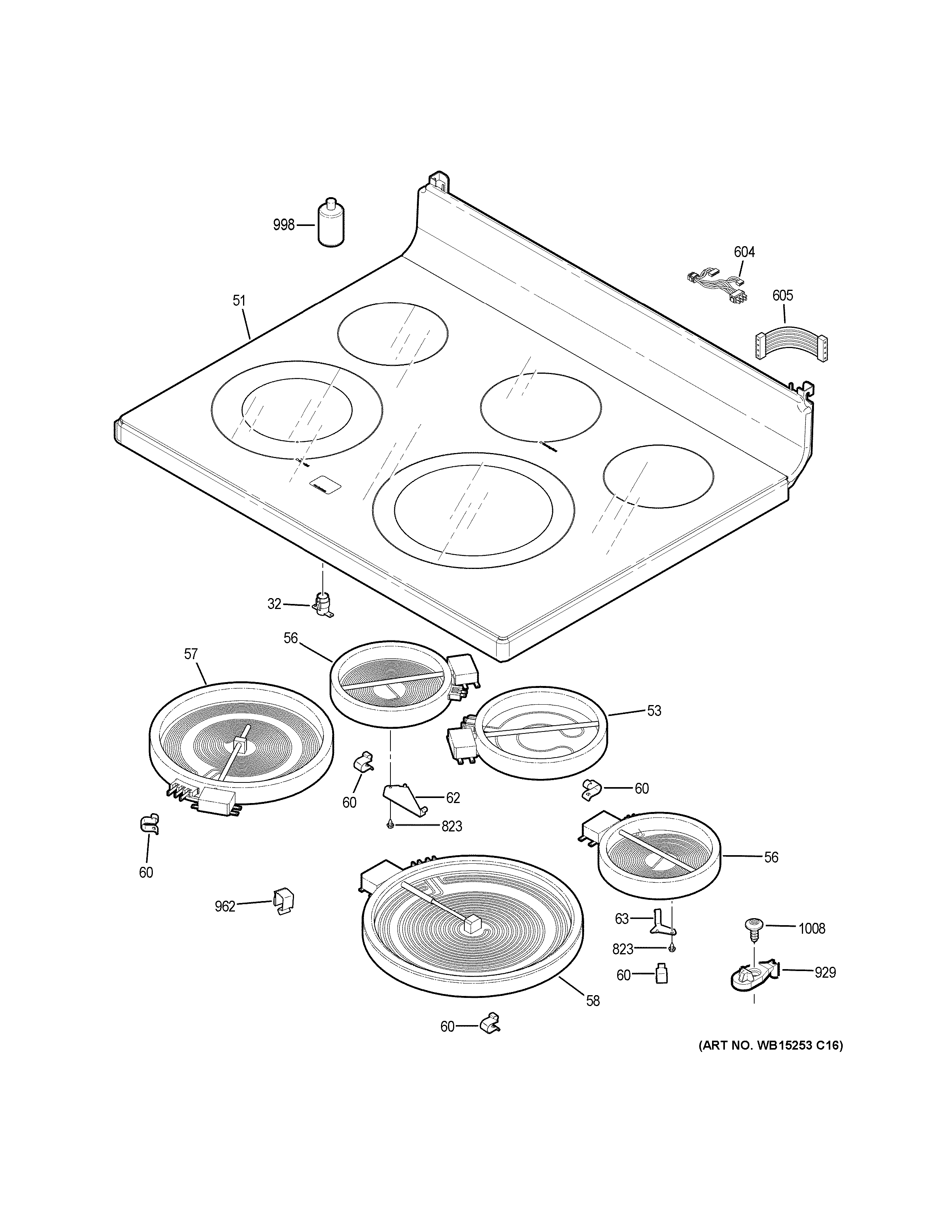 GE PB911SJ8SS cooktop diagram