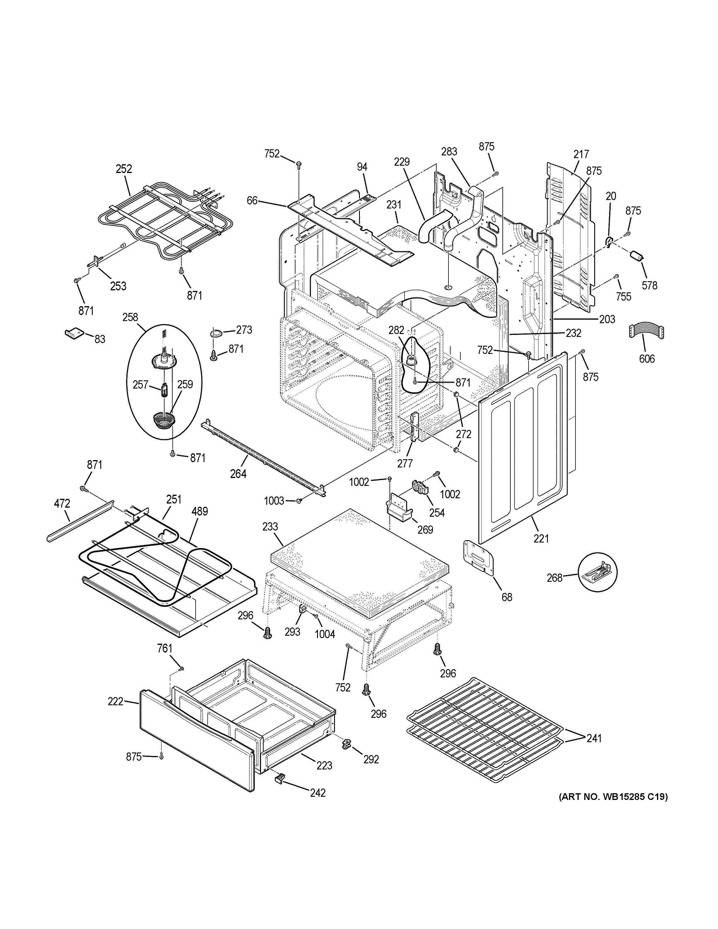 GE PB911SJ8SS body parts diagram