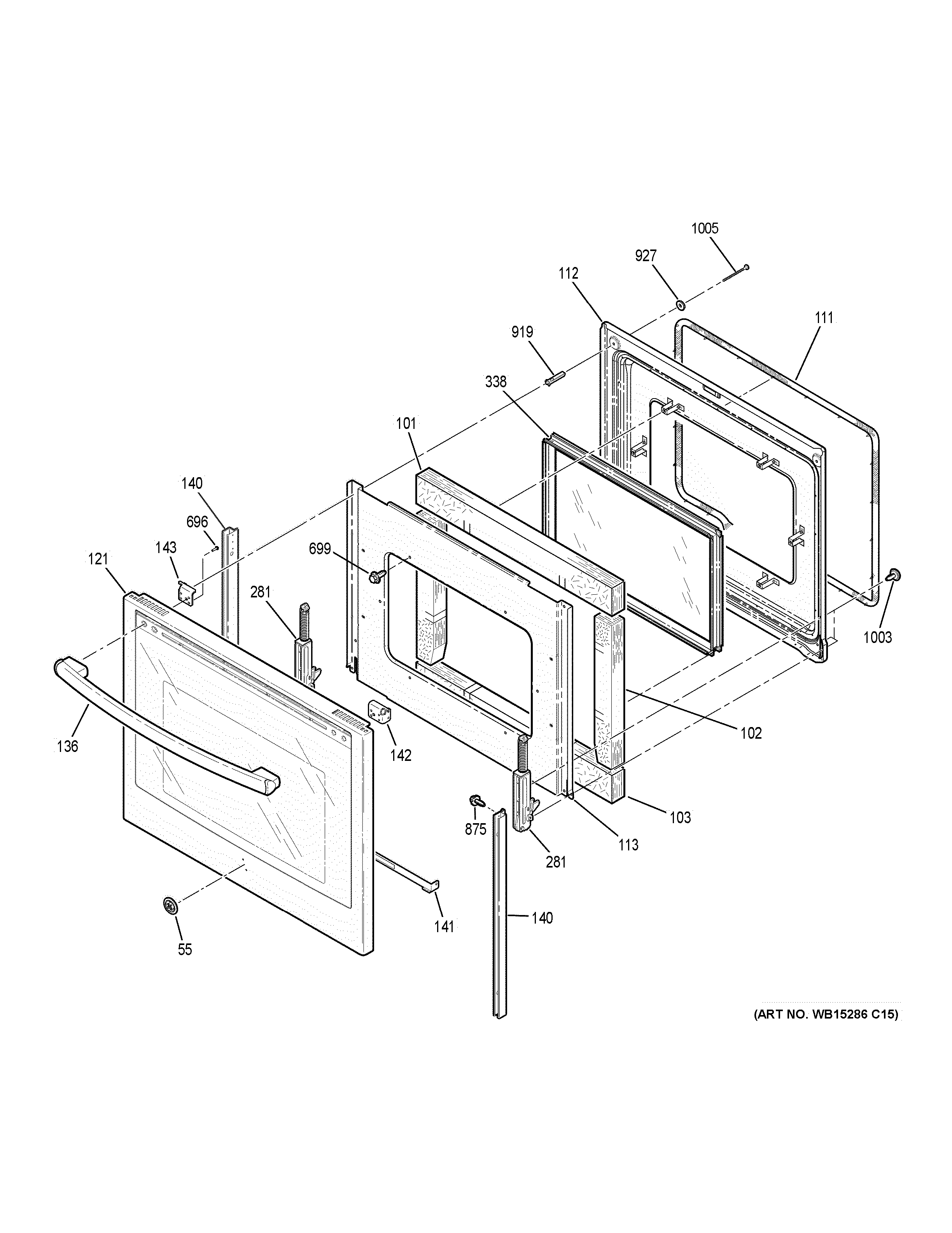 GE PB911SJ8SS door diagram
