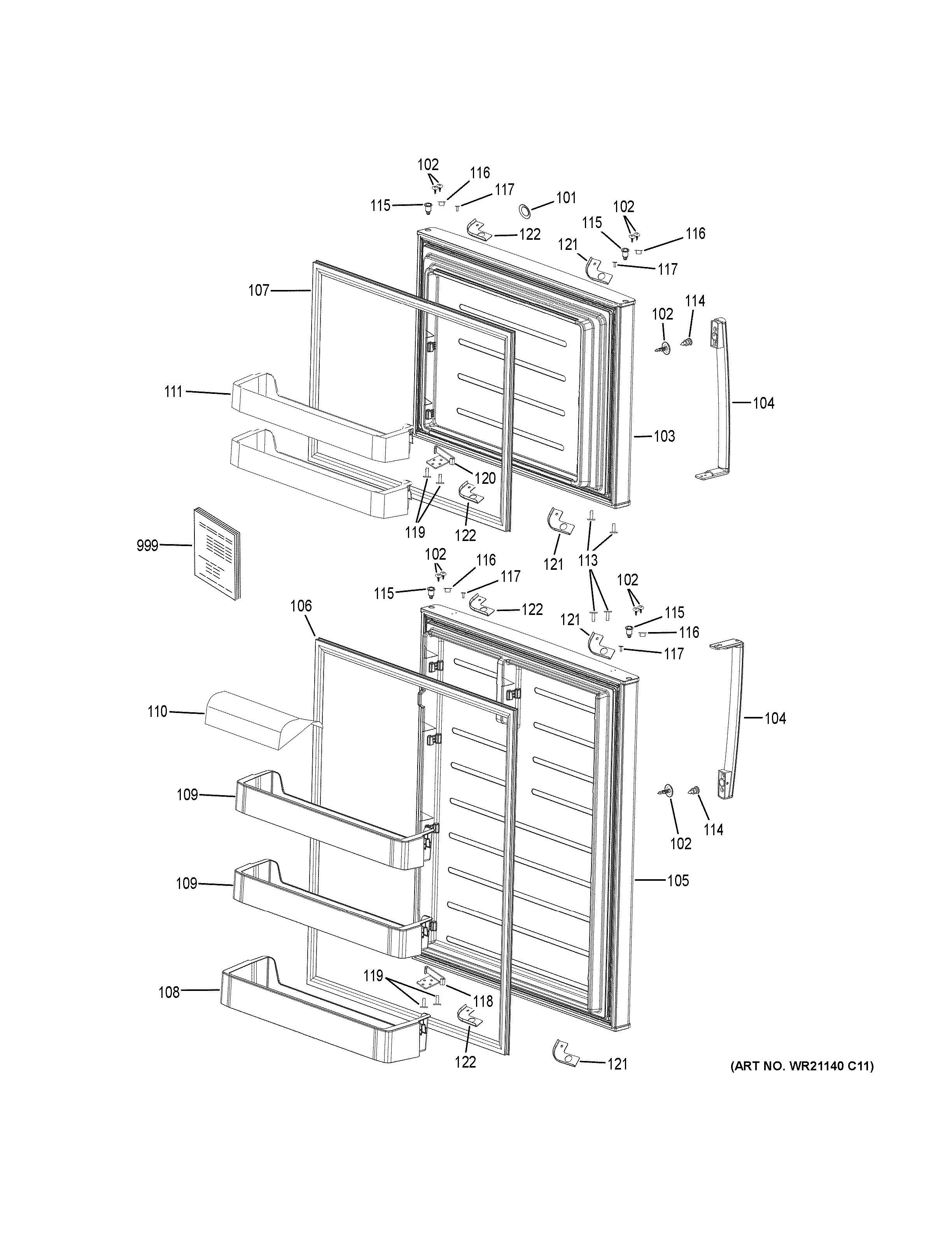 GE GTS21FGKDBB doors diagram